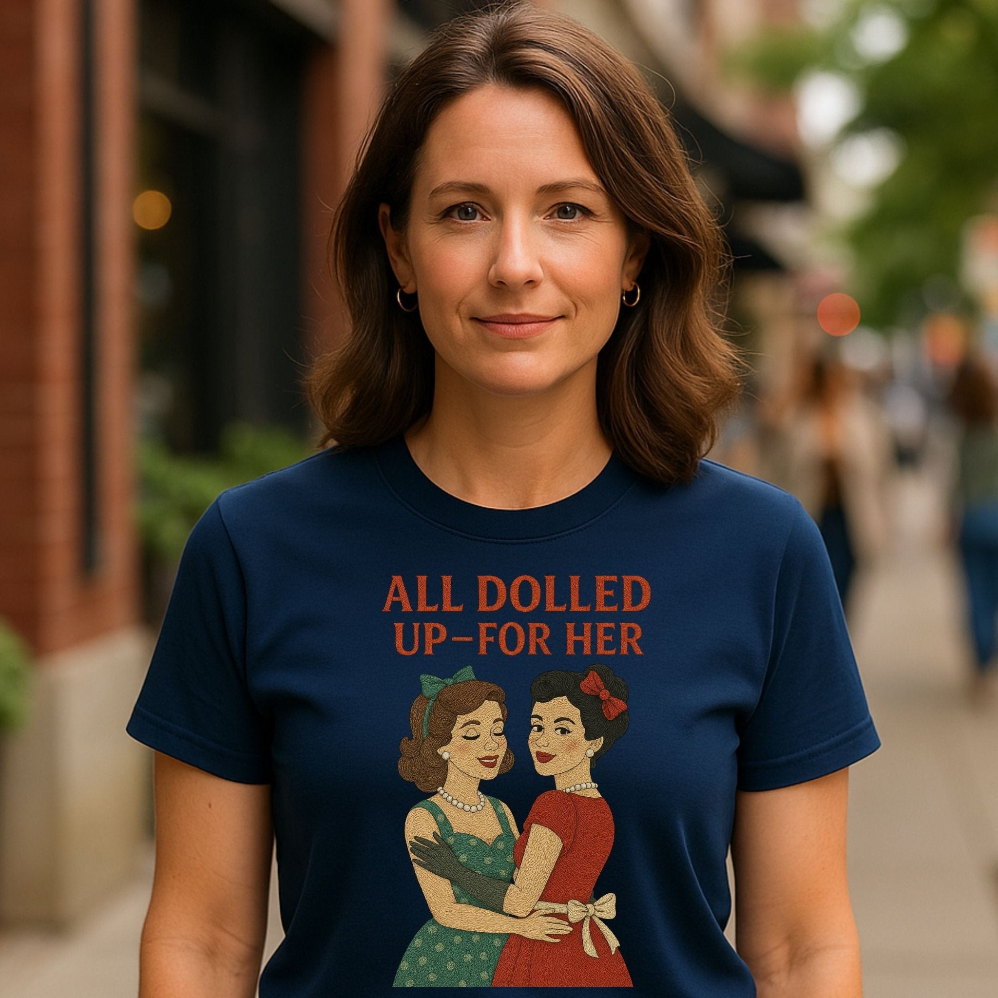 All Dolled Up for Her – 1950s Lesbian T-Shirt, High Femme Vintage Gift - Craig Michael Design