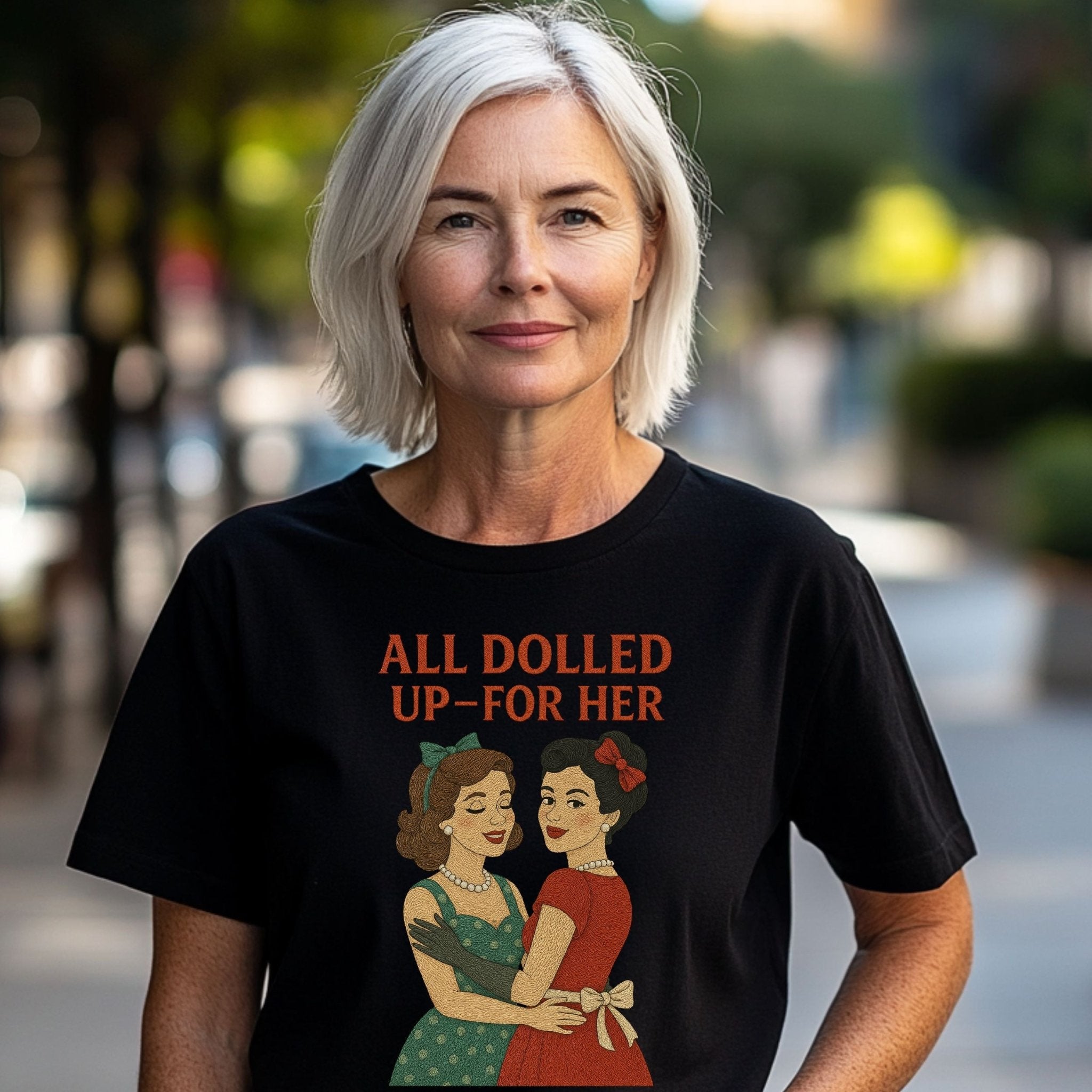All Dolled Up for Her – 1950s Lesbian T-Shirt, High Femme Vintage Gift - Craig Michael Design