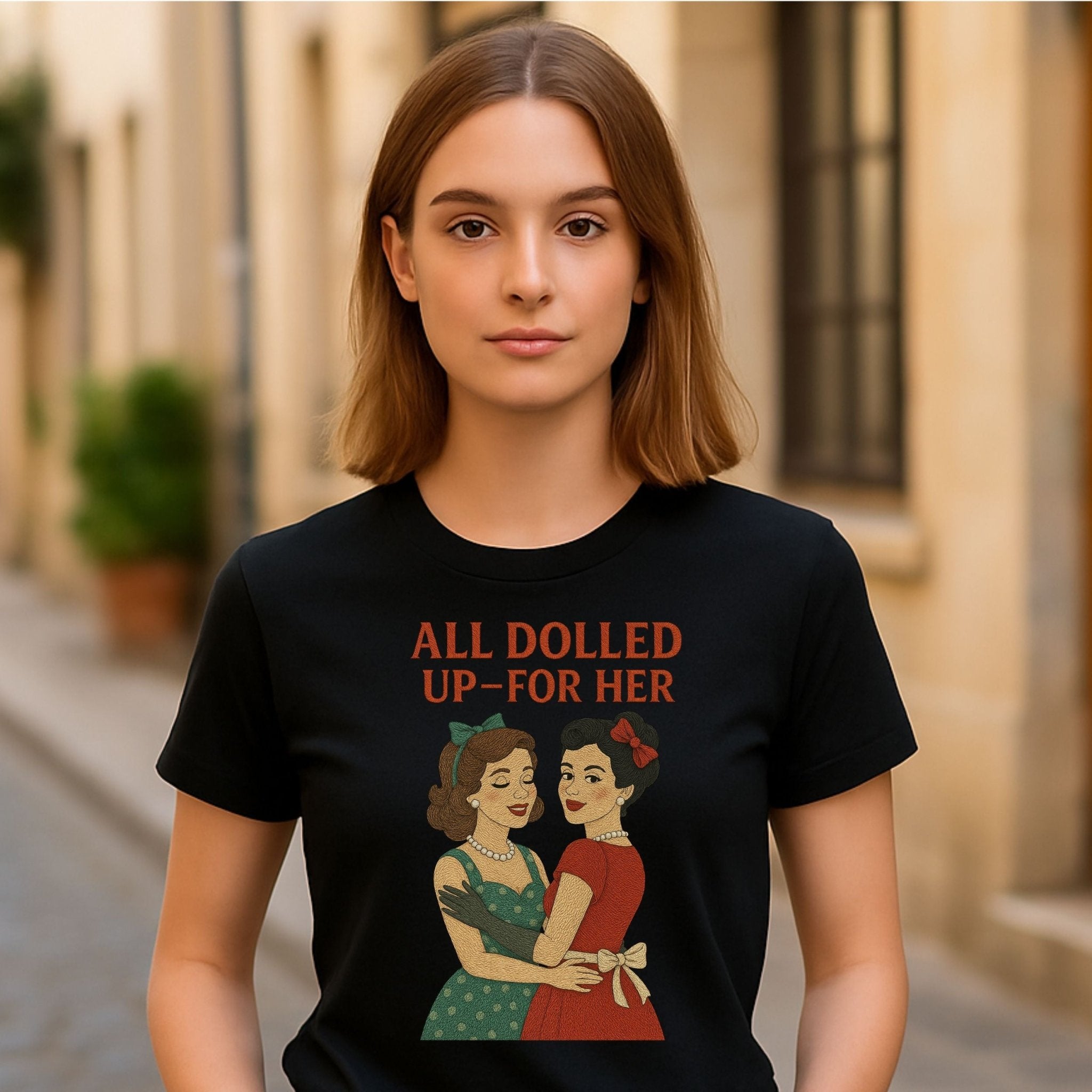 All Dolled Up for Her – 1950s Lesbian T-Shirt, High Femme Vintage Gift - Craig Michael Design
