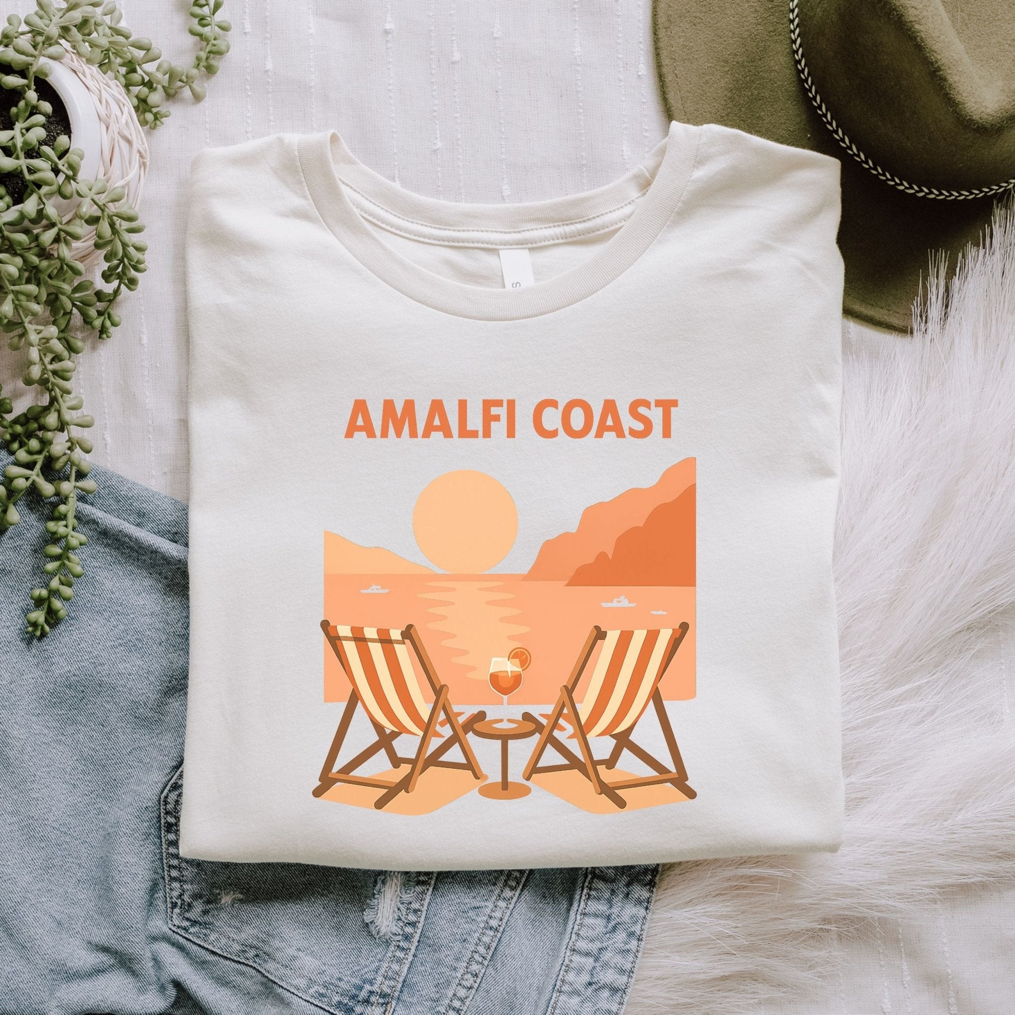 Amalfi Coast T-Shirt, Italian Beach Scene Tee - Craig Michael Design