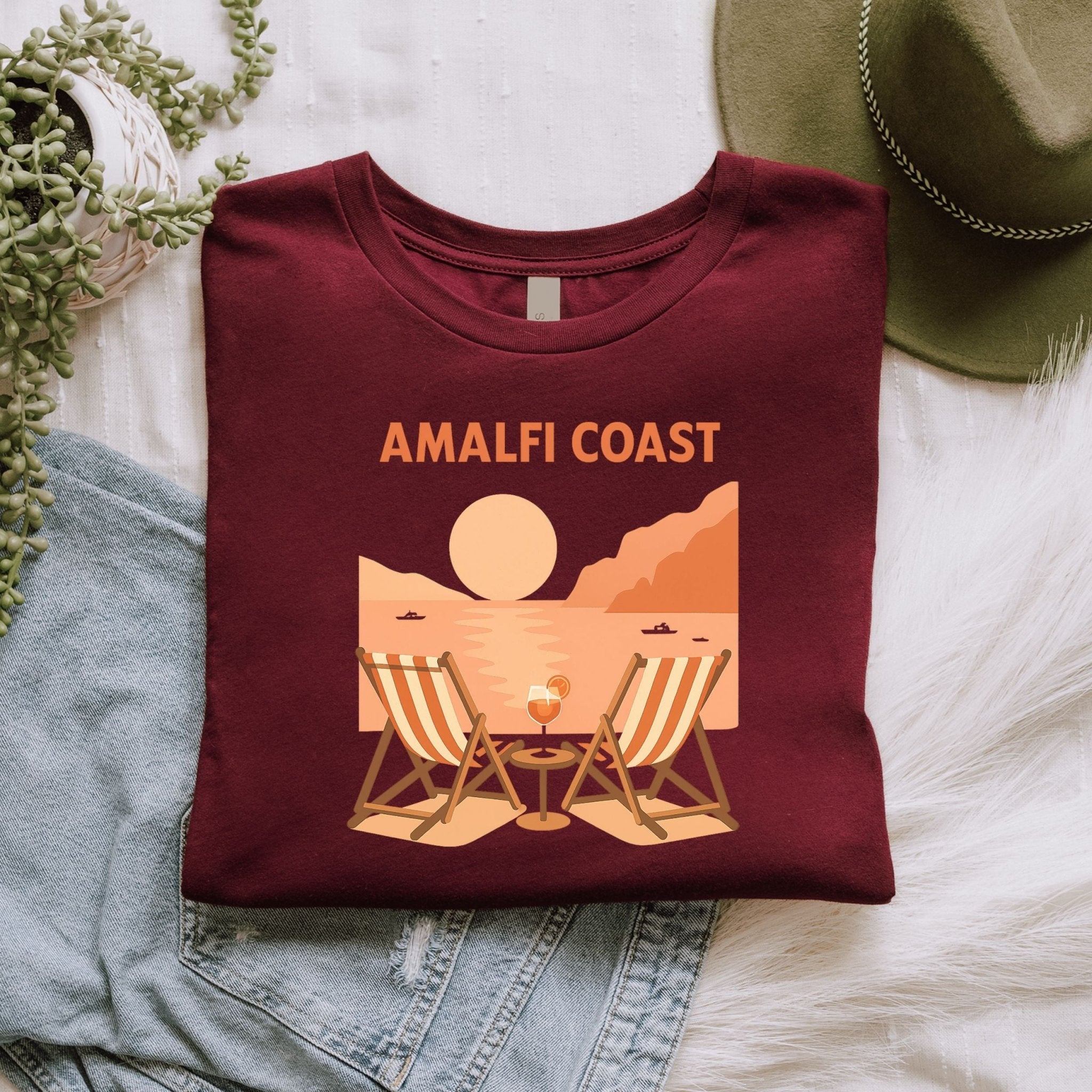 Amalfi Coast T-Shirt, Italian Beach Scene Tee - Craig Michael Design