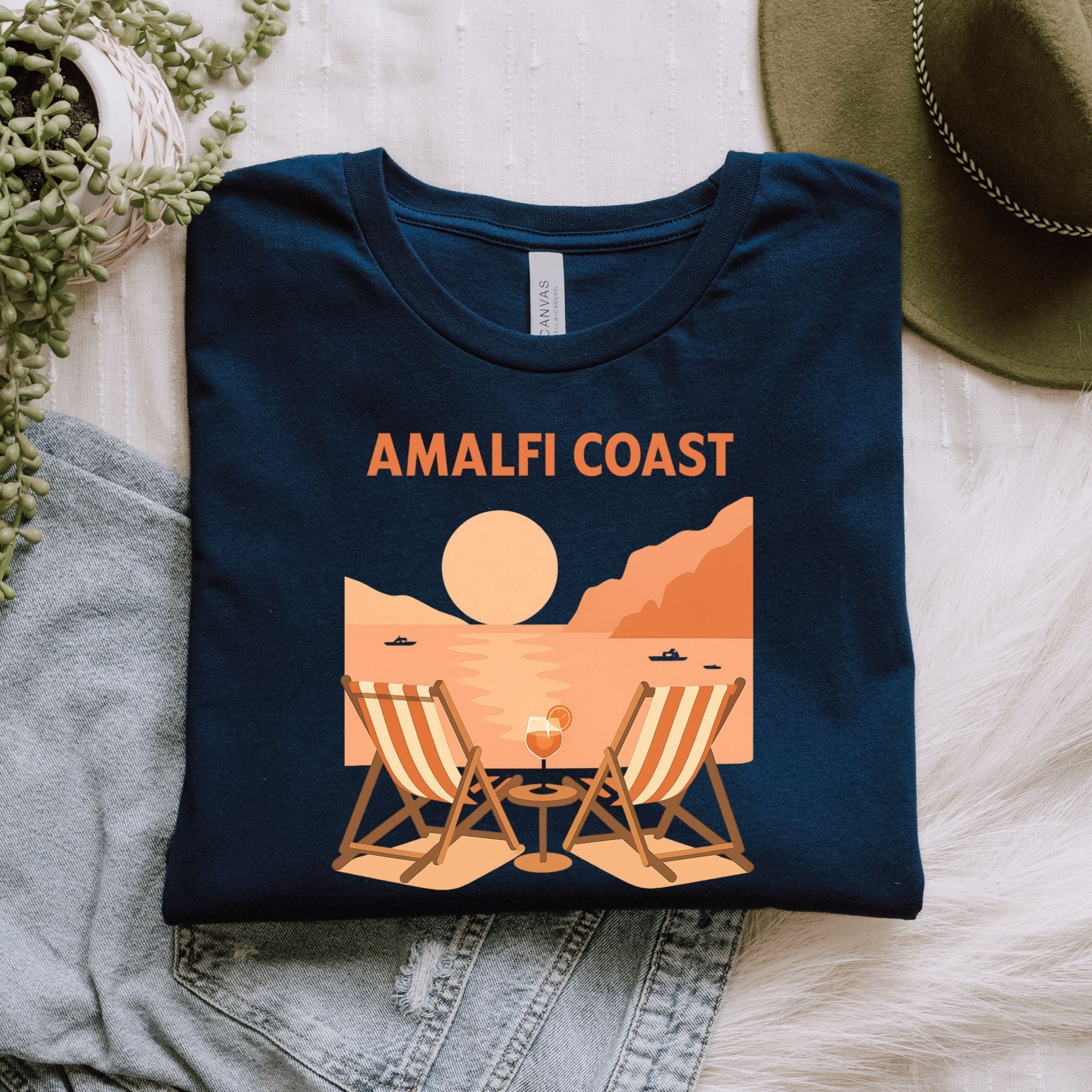 Amalfi Coast T-Shirt, Italian Beach Scene Tee - Craig Michael Design