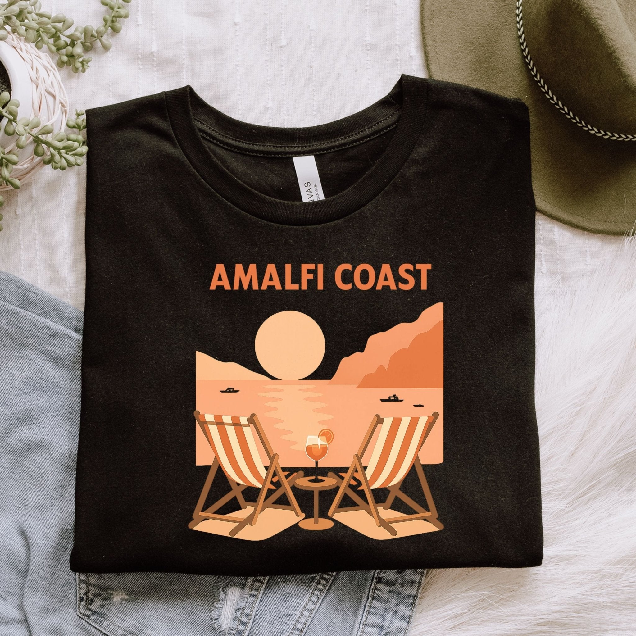 Amalfi Coast T-Shirt, Italian Beach Scene Tee - Craig Michael Design