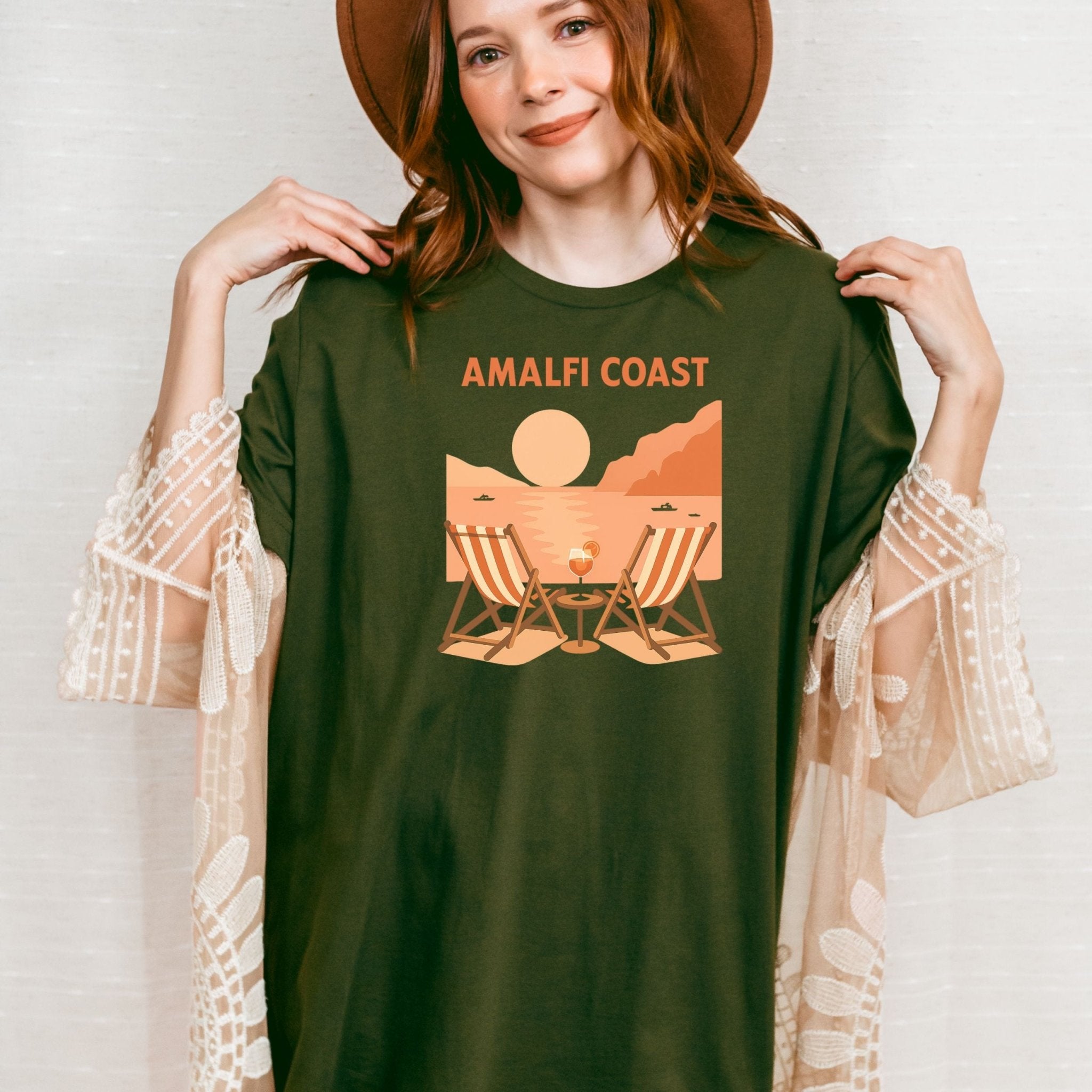 Amalfi Coast T-Shirt, Italian Beach Scene Tee - Craig Michael Design