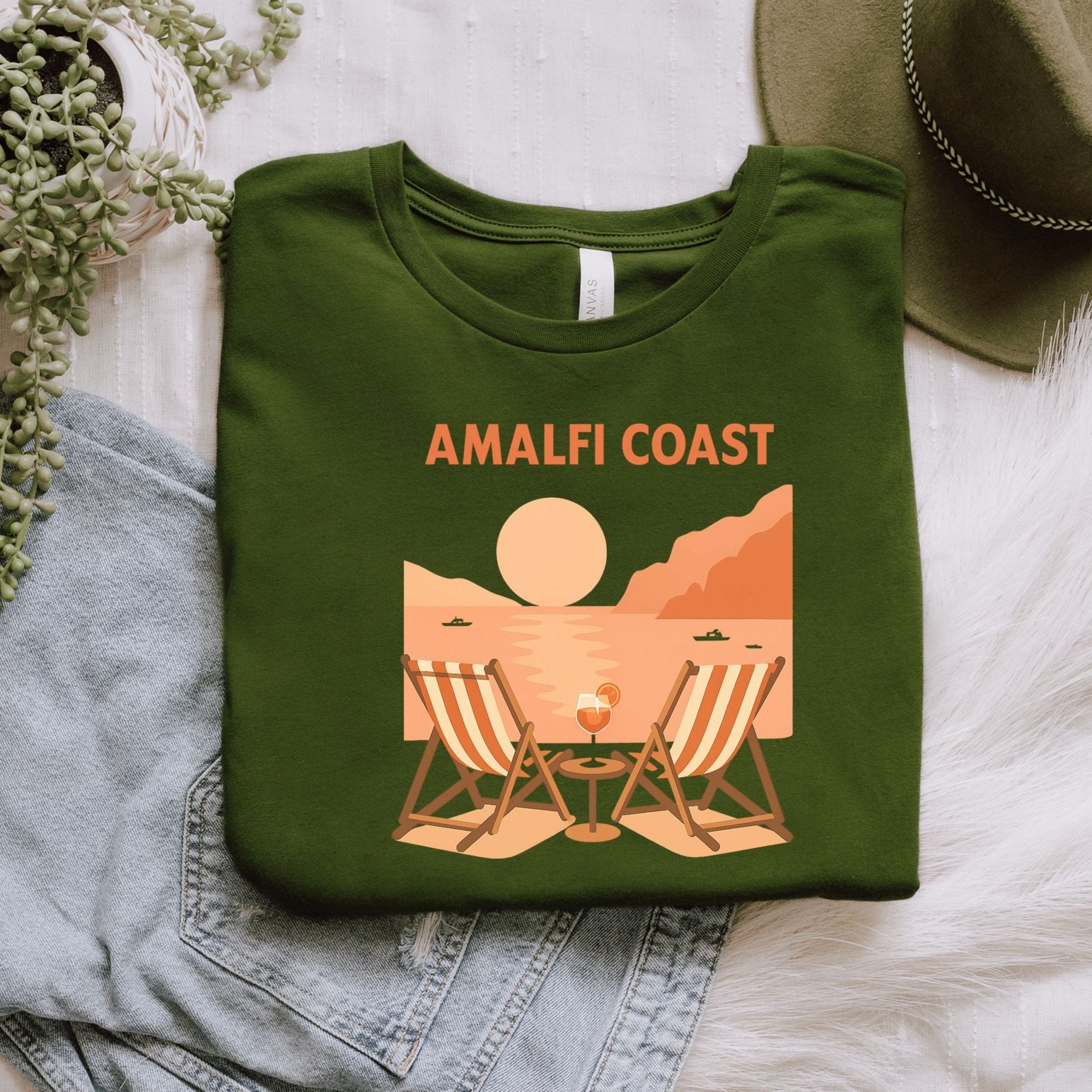 Amalfi Coast T-Shirt, Italian Beach Scene Tee - Craig Michael Design