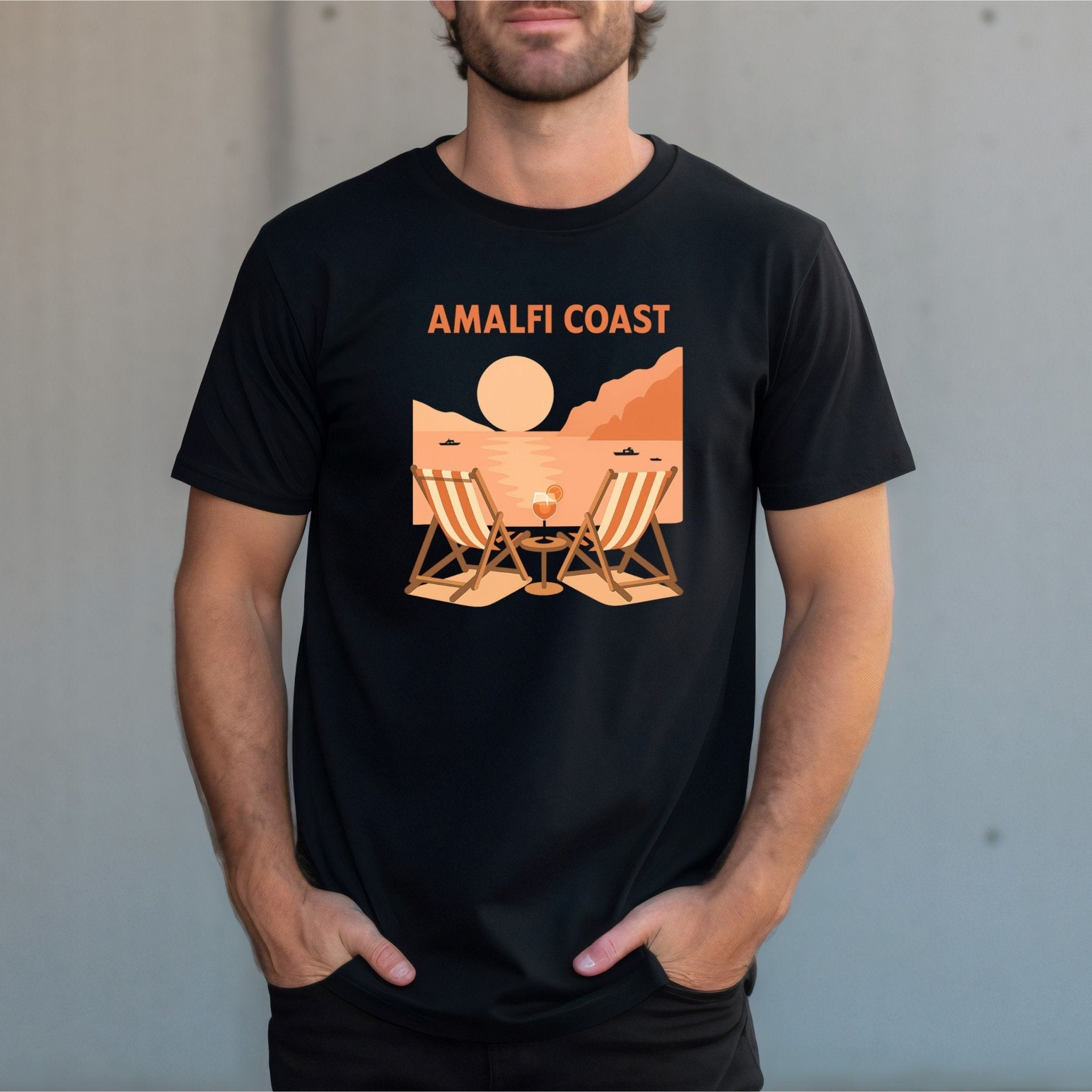 Amalfi Coast T-Shirt, Italian Beach Scene Tee - Craig Michael Design
