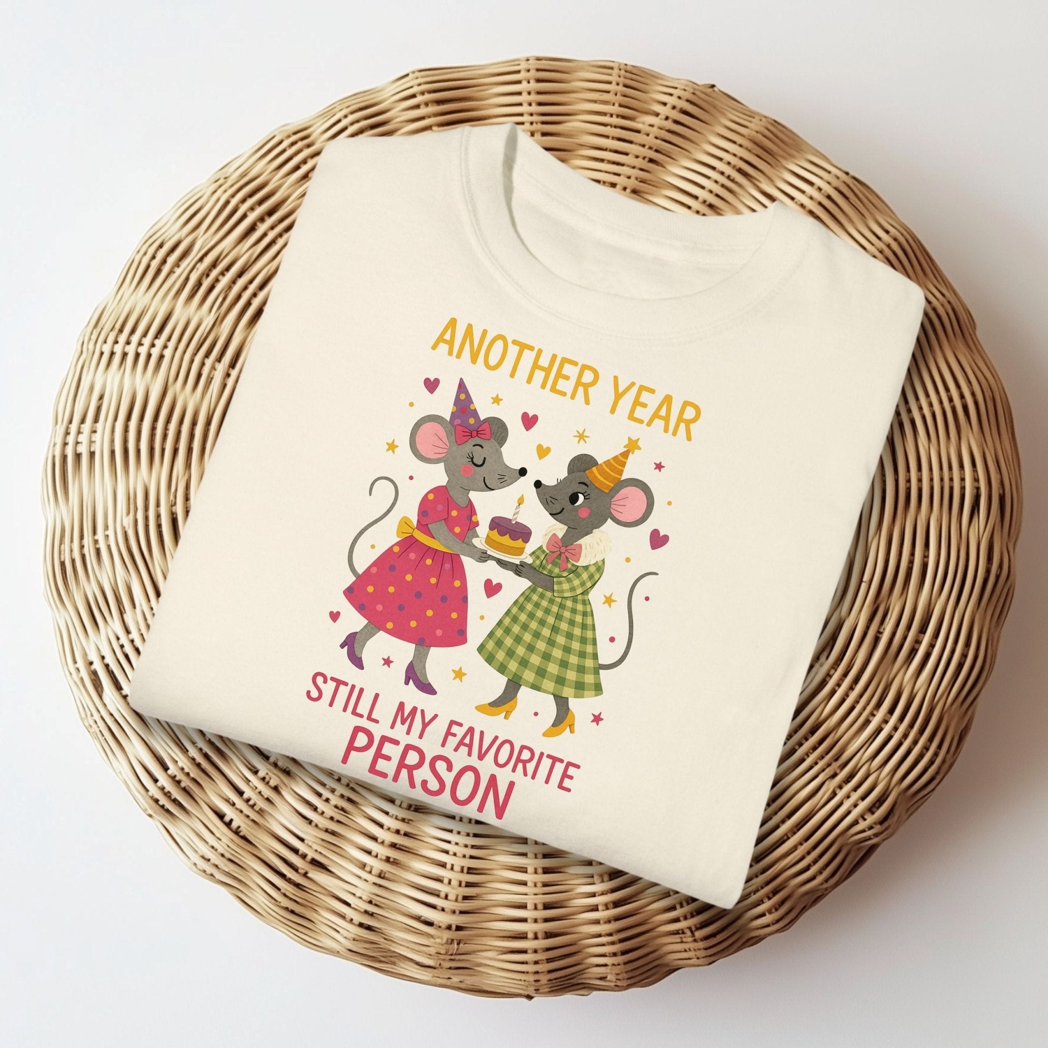 Another Year Favourite Person Shirt, Lesbian Mouse Birthday Tee, Cute Gay Couple T-Shirt, Sweet Celebration Gift for Her, Comfort Colours - Craig Michael Design