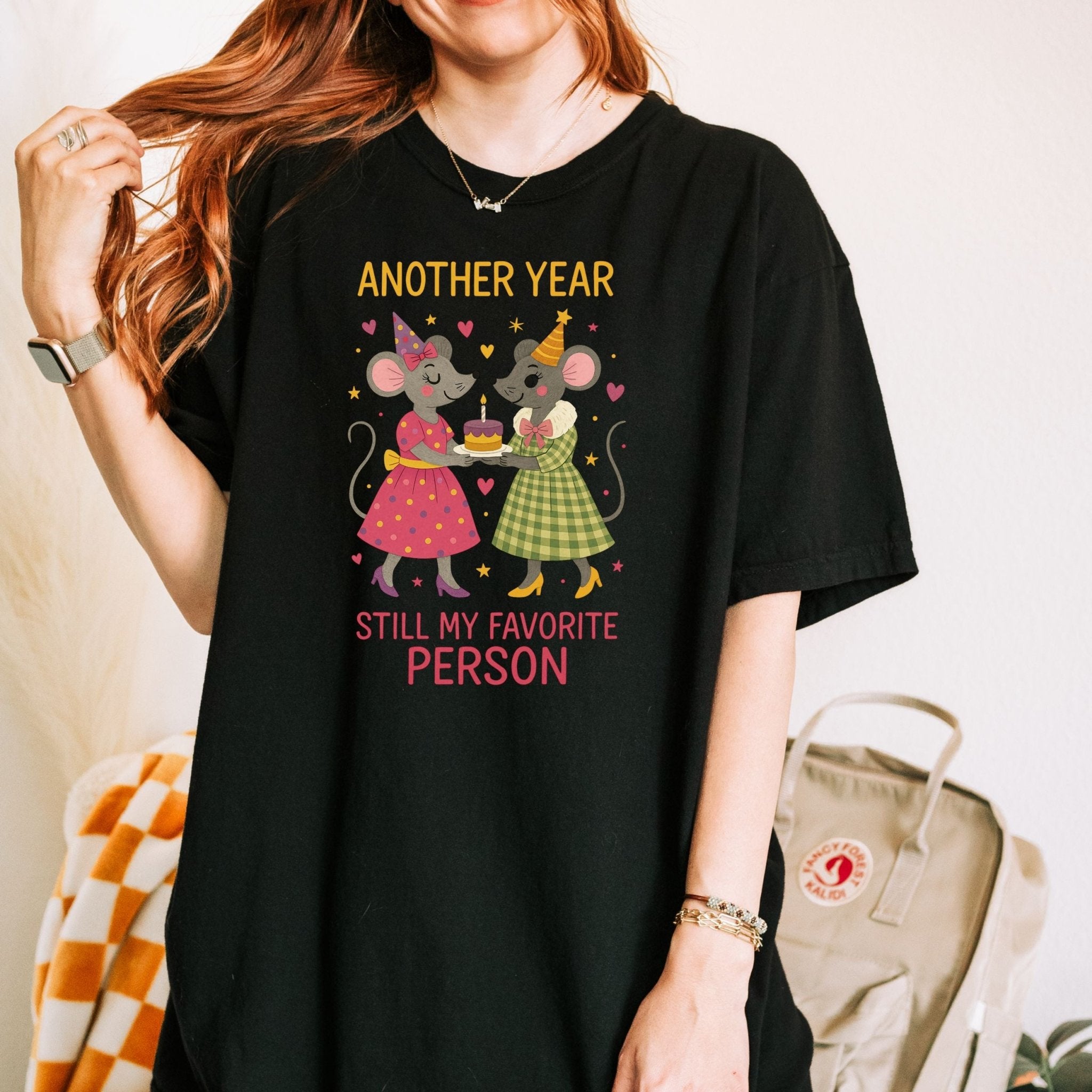 Another Year Favourite Person Shirt, Lesbian Mouse Birthday Tee, Cute Gay Couple T-Shirt, Sweet Celebration Gift for Her, Comfort Colours - Craig Michael Design