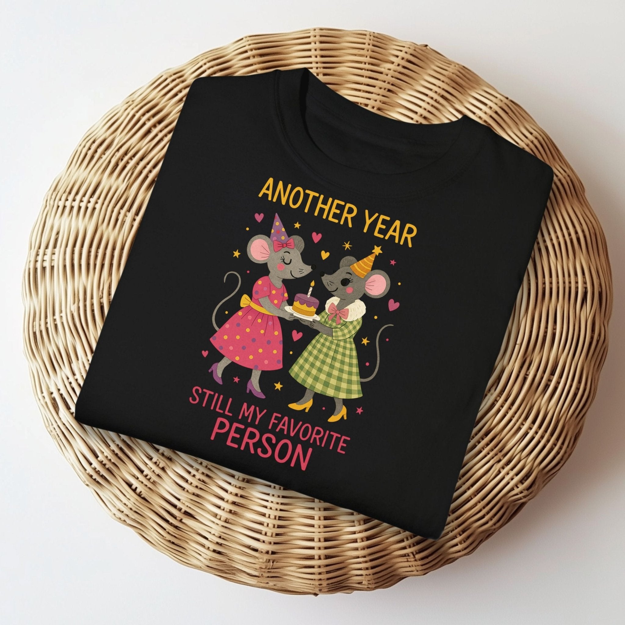 Another Year Favourite Person Shirt, Lesbian Mouse Birthday Tee, Cute Gay Couple T-Shirt, Sweet Celebration Gift for Her, Comfort Colours - Craig Michael Design