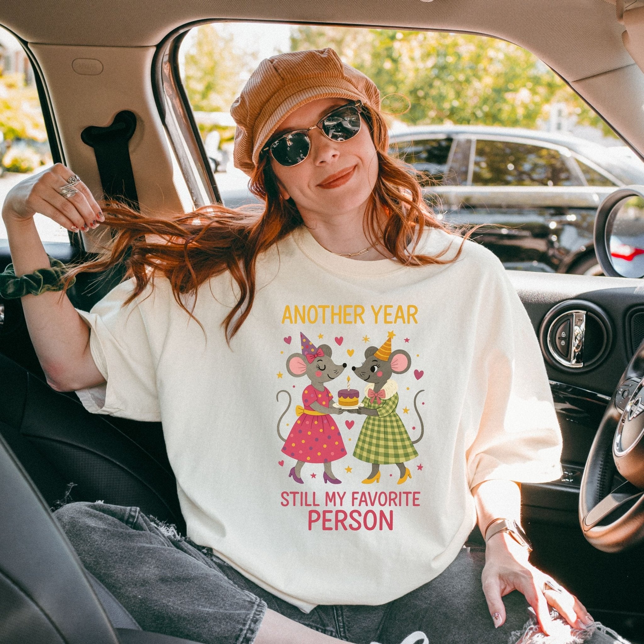 Another Year Favourite Person Shirt, Lesbian Mouse Birthday Tee, Cute Gay Couple T-Shirt, Sweet Celebration Gift for Her, Comfort Colours - Craig Michael Design
