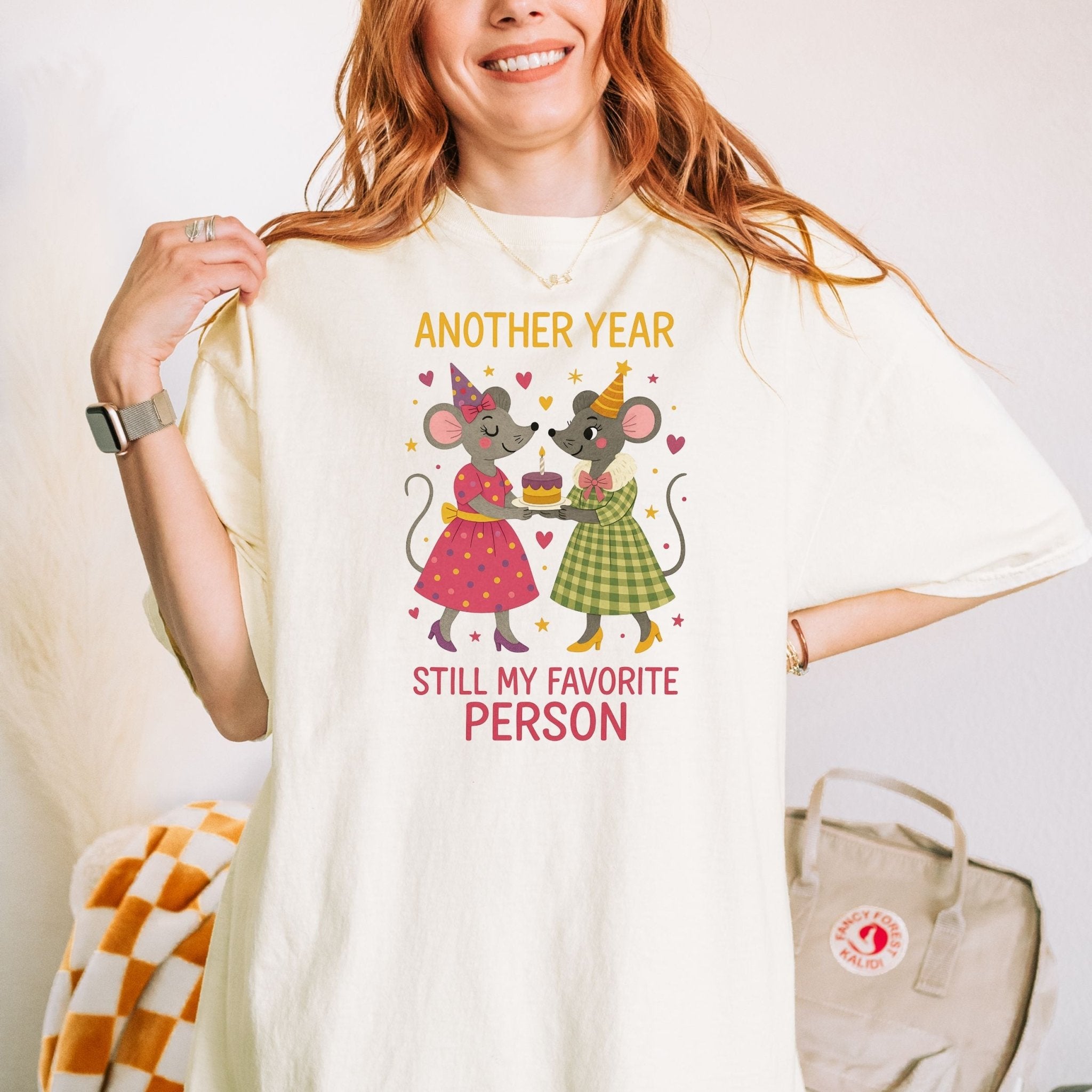 Another Year Favourite Person Shirt, Lesbian Mouse Birthday Tee, Cute Gay Couple T-Shirt, Sweet Celebration Gift for Her, Comfort Colours - Craig Michael Design