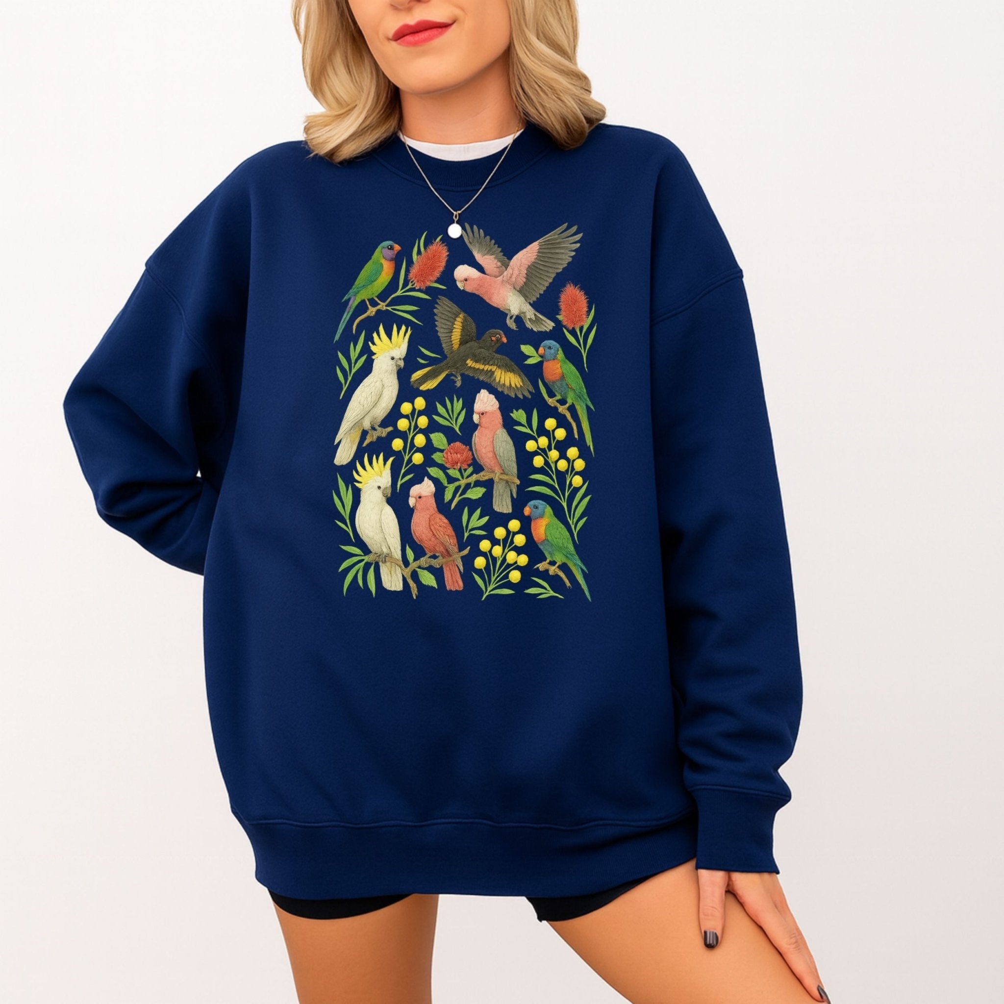 Australian Birds Sweatshirt – Cockatoo, Galah & Lorikeet - Craig Michael Design