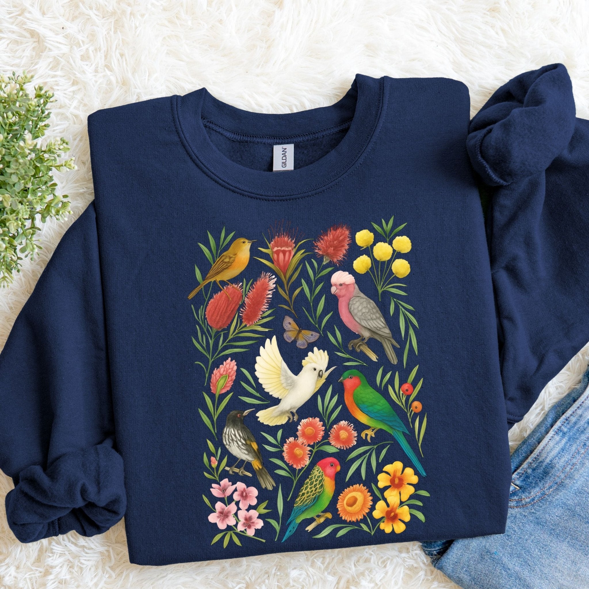 Australian Birds Sweatshirt – Cockatoo, Lorikeet & Parrot - Craig Michael Design