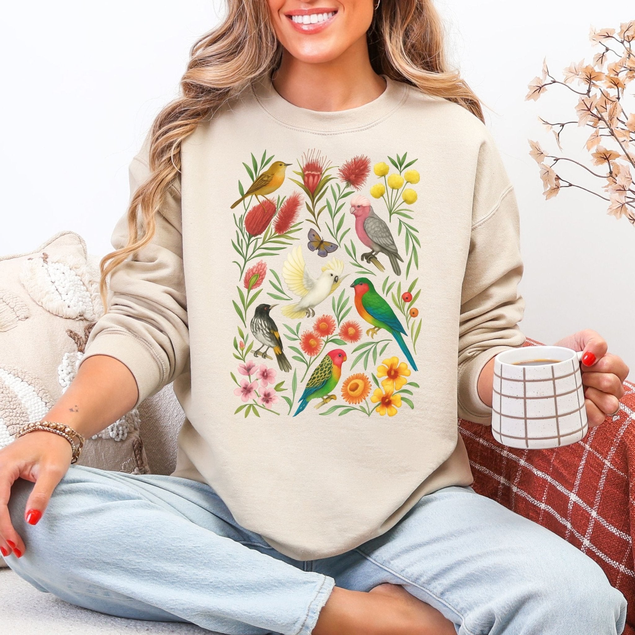 Australian Birds Sweatshirt – Cockatoo, Lorikeet & Parrot - Craig Michael Design