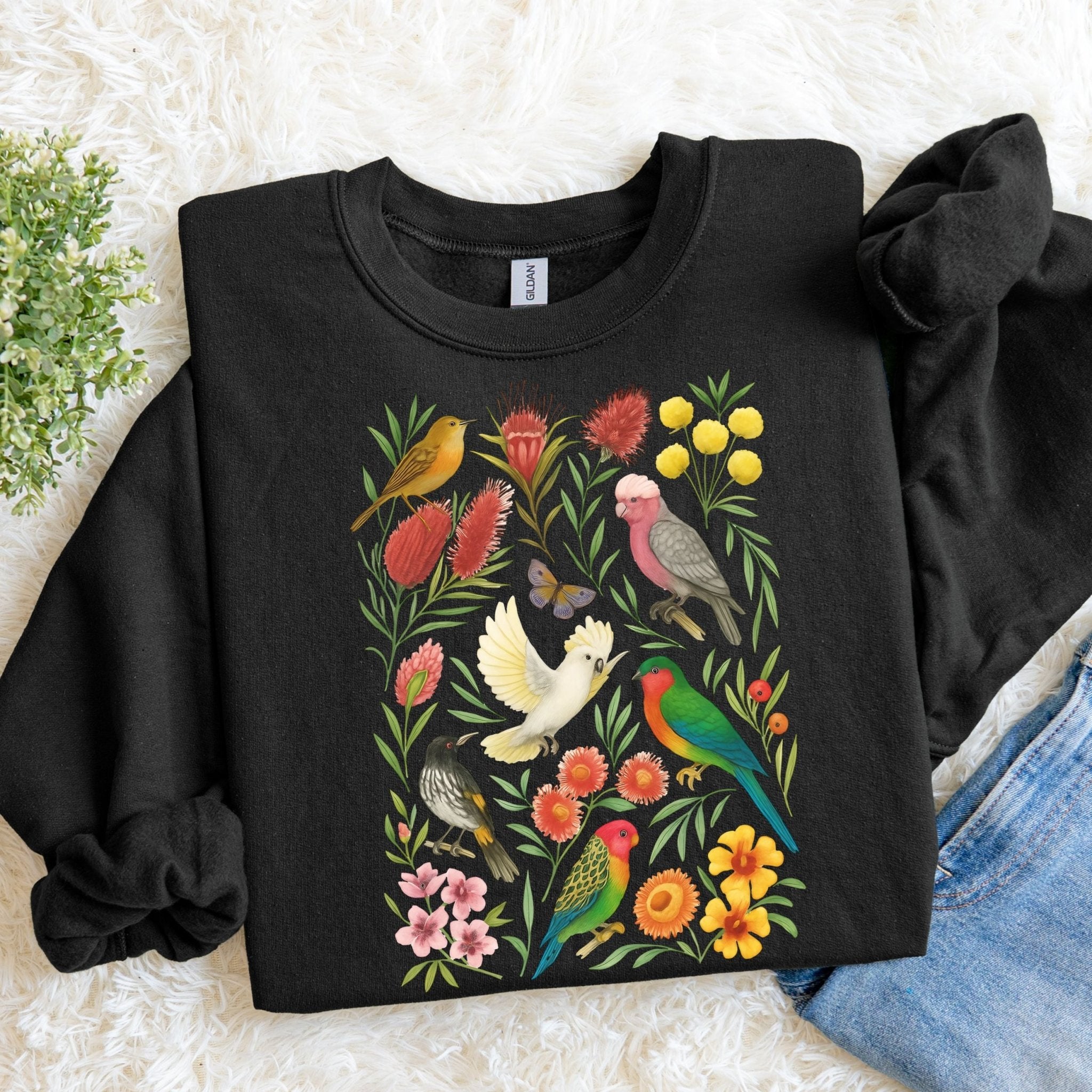 Australian Birds Sweatshirt – Cockatoo, Lorikeet & Parrot - Craig Michael Design