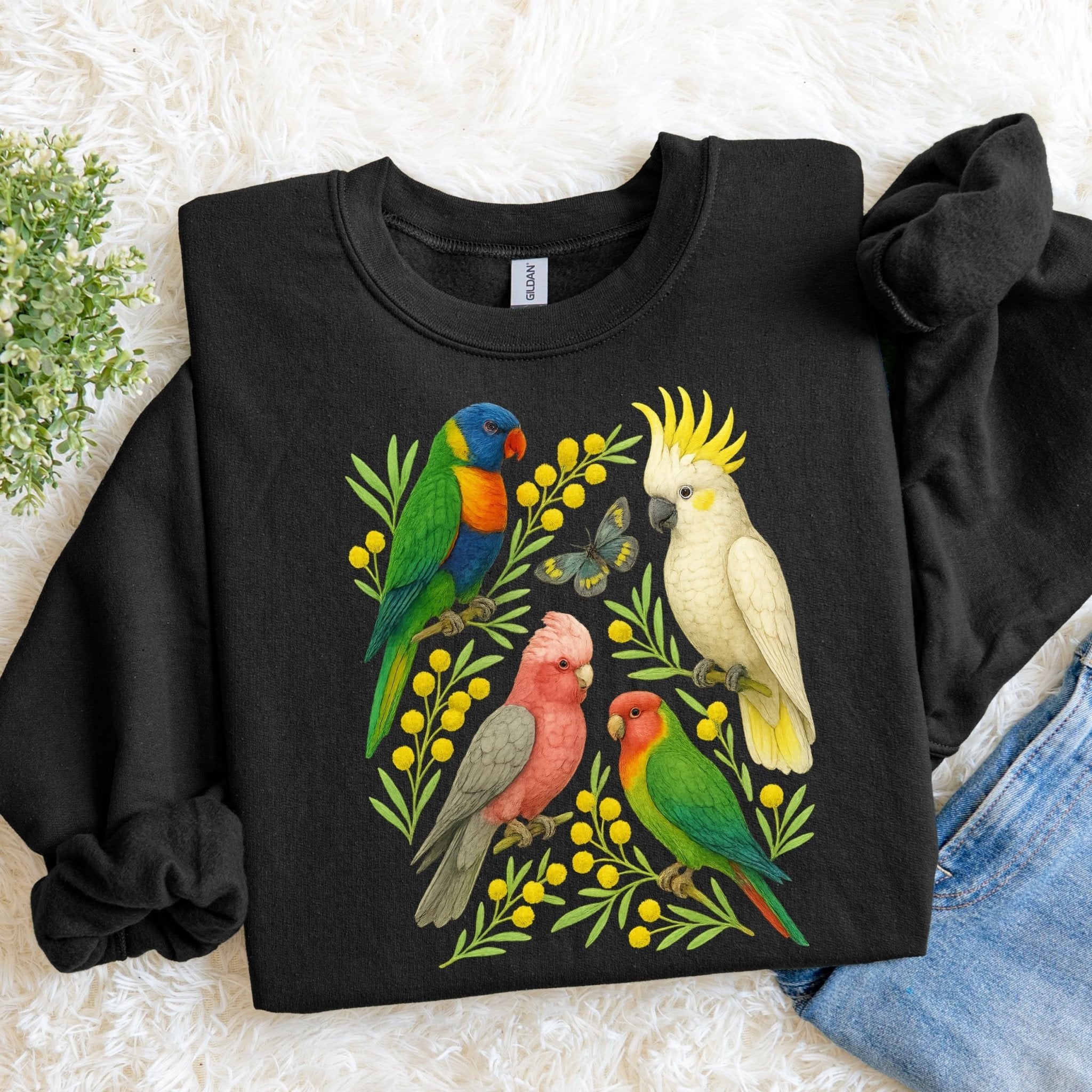 Australian Birds Sweatshirt – Lorikeet, Cockatoo & Galah - Craig Michael Design