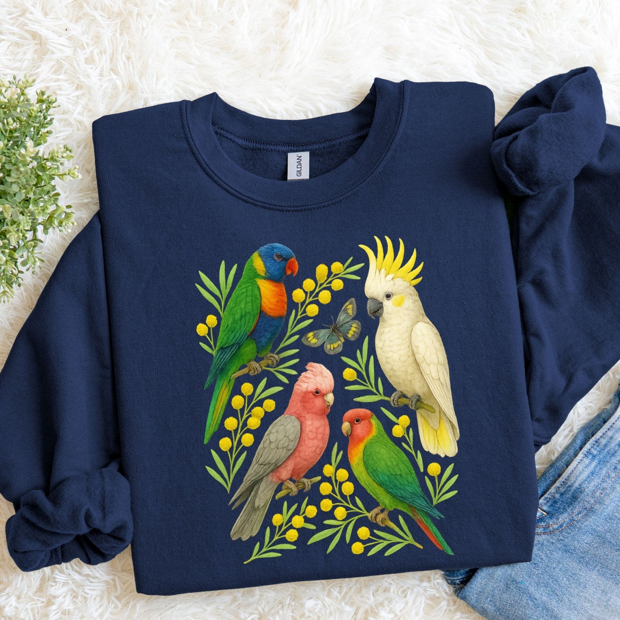 Australian Birds Sweatshirt – Lorikeet, Cockatoo & Galah - Craig Michael Design