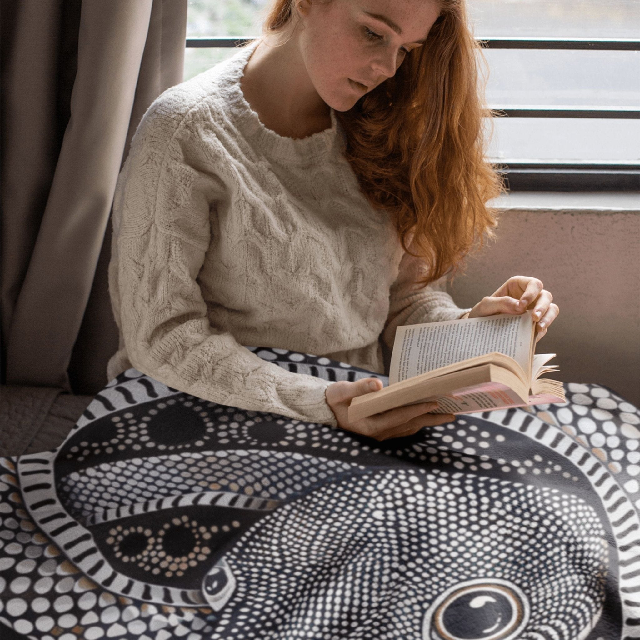 Australian Indigenous Snake Design Throw Blanket – Monochrome Dreamtime Art - Craig Michael Design