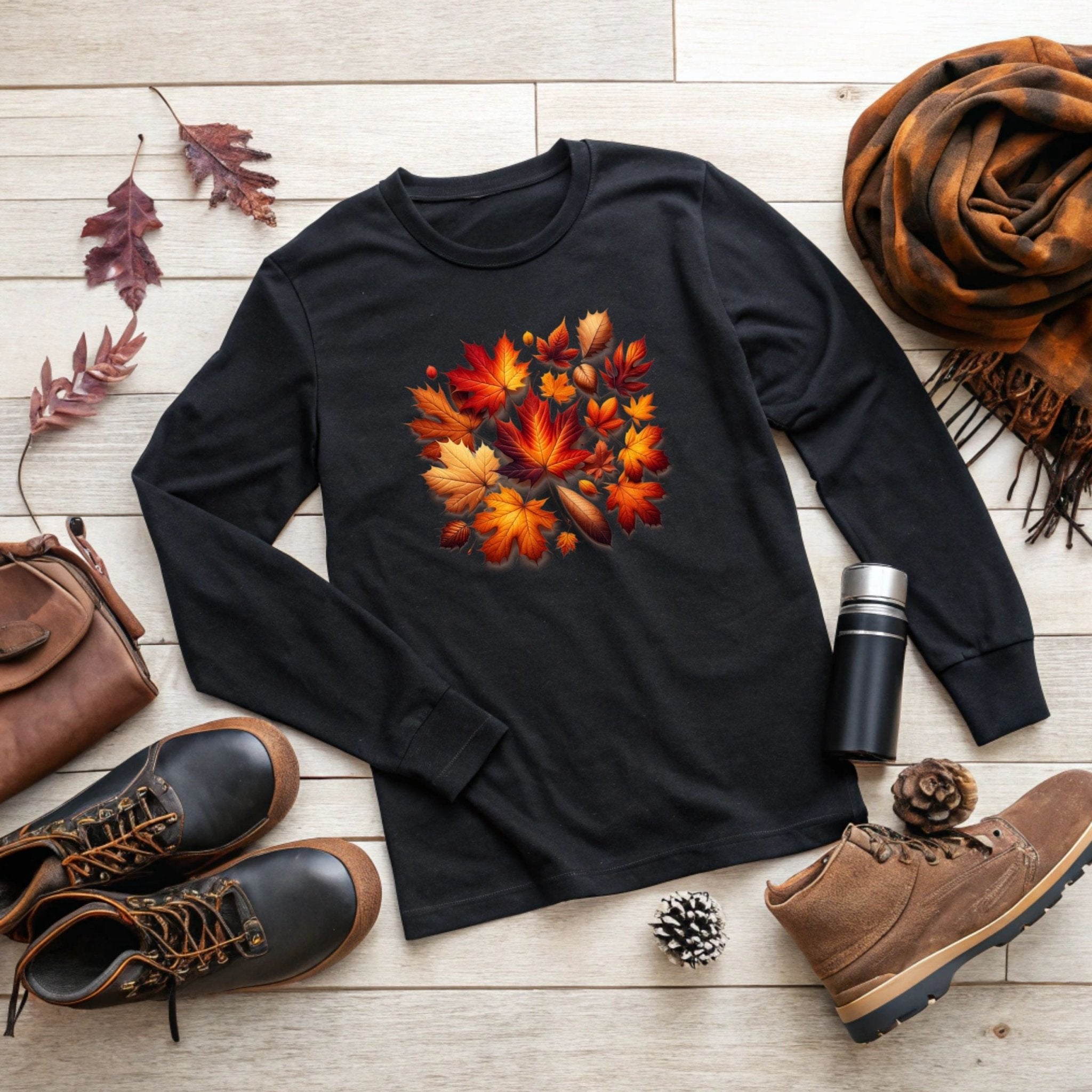 Autumn Leaves Long Sleeve T-Shirt – Cozy & Seasonal - Craig Michael Design