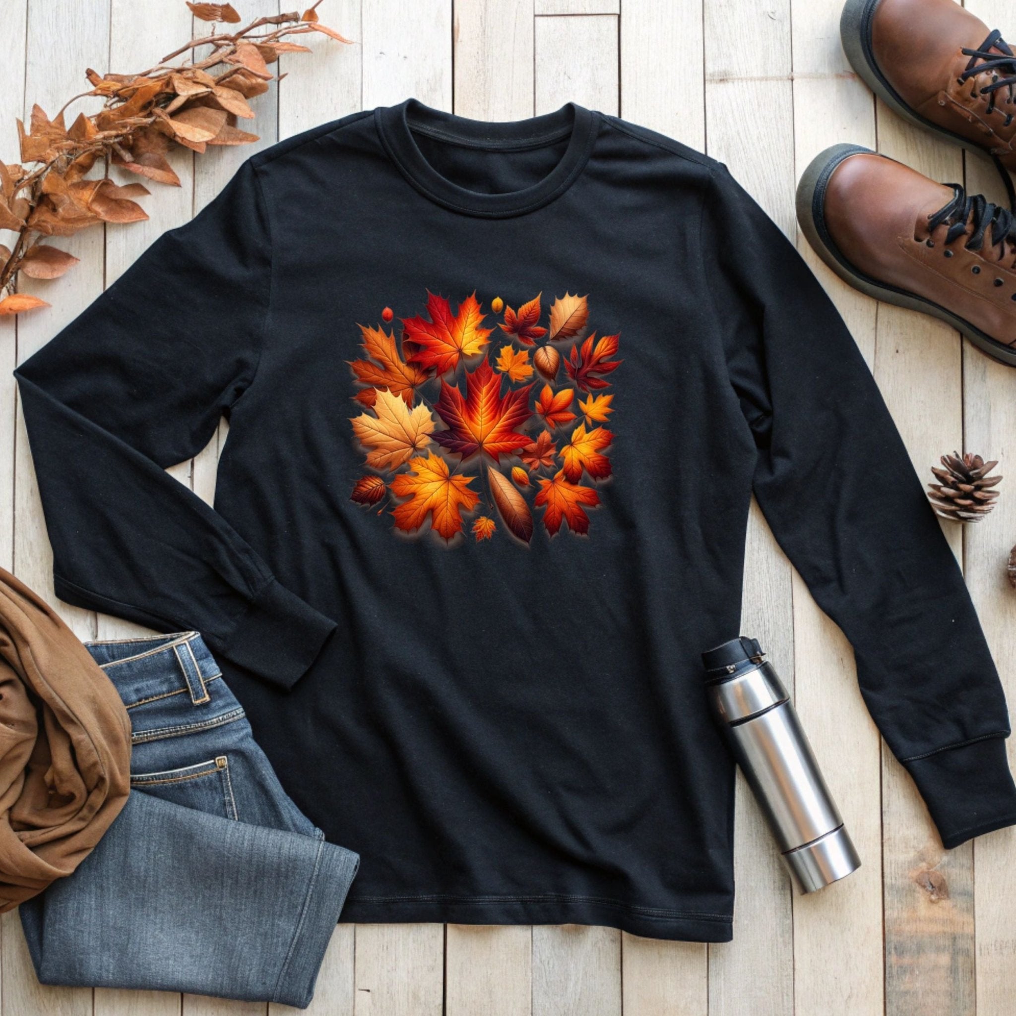 Autumn Leaves Long Sleeve T-Shirt – Cozy & Seasonal - Craig Michael Design