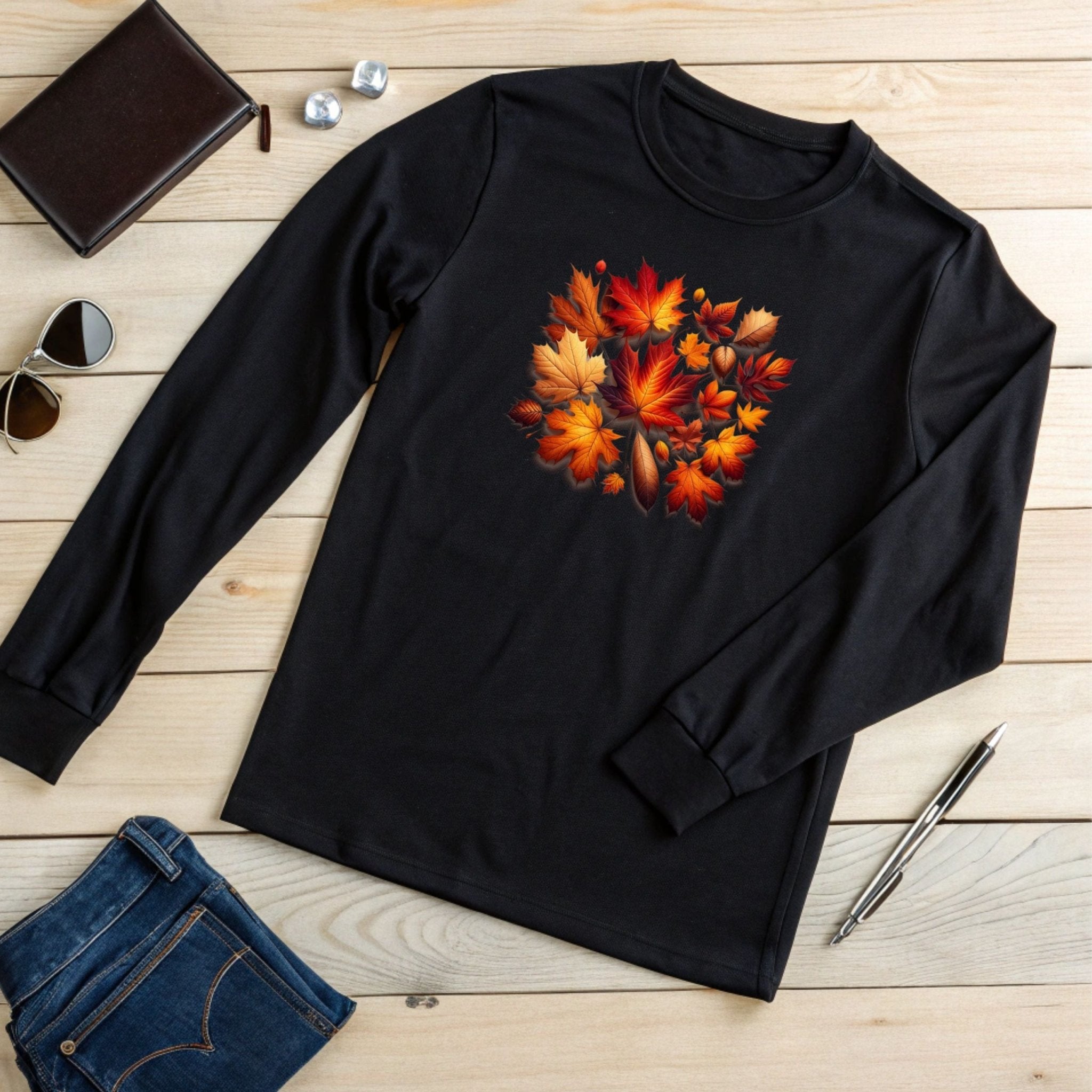 Autumn Leaves Long Sleeve T-Shirt – Cozy & Seasonal - Craig Michael Design