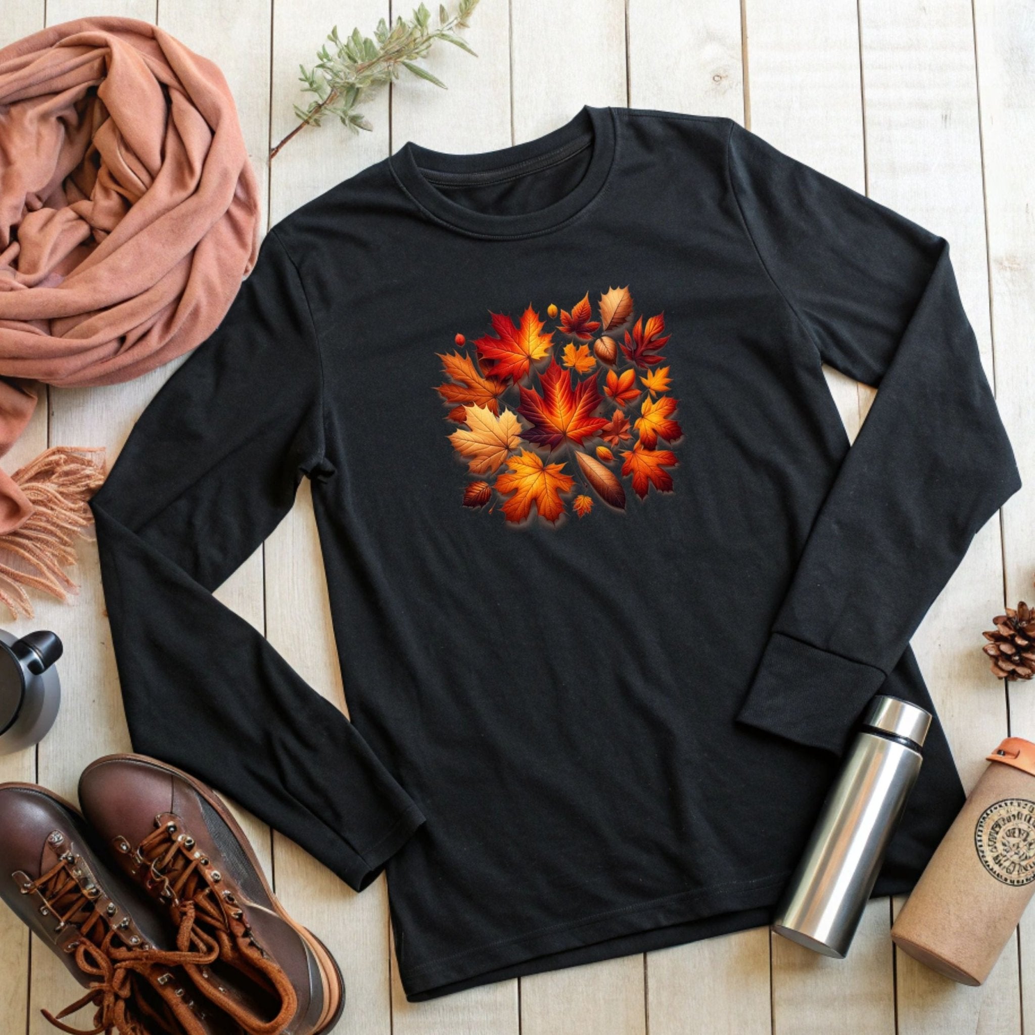 Autumn Leaves Long Sleeve T-Shirt – Cozy & Seasonal - Craig Michael Design