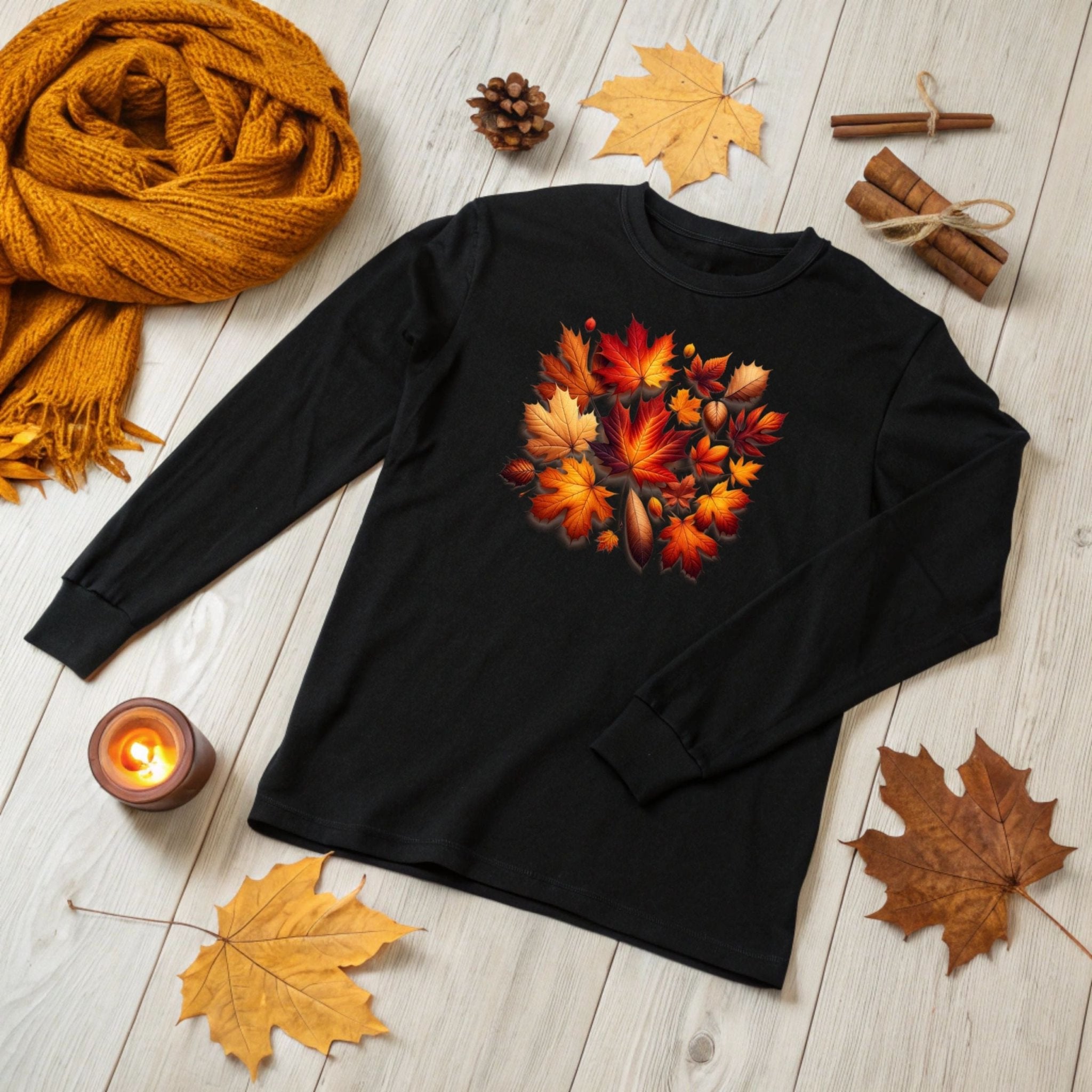 Autumn Leaves Long Sleeve T-Shirt – Cozy & Seasonal - Craig Michael Design