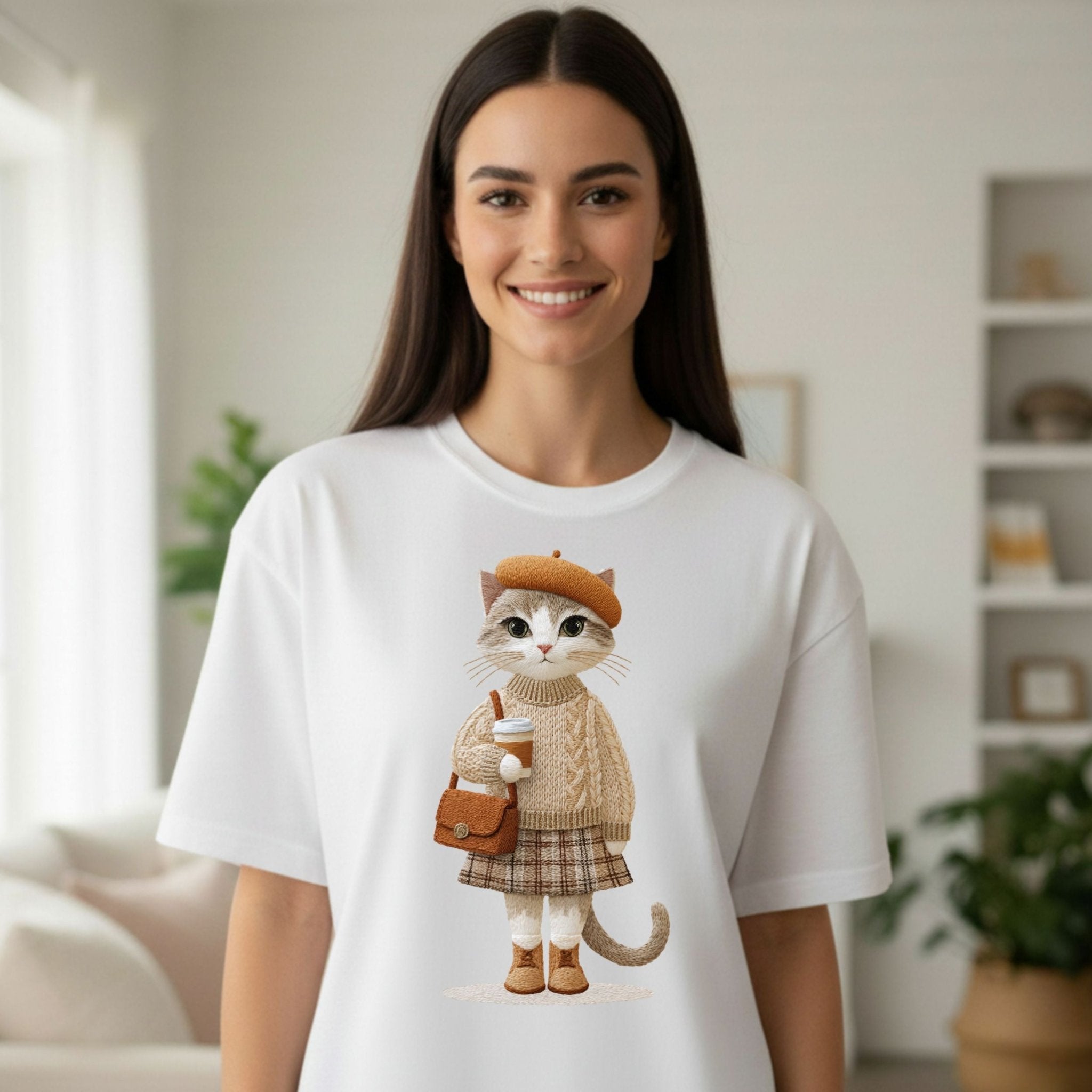 Autumn Plaid Kitty T-Shirt - Craig Michael Design