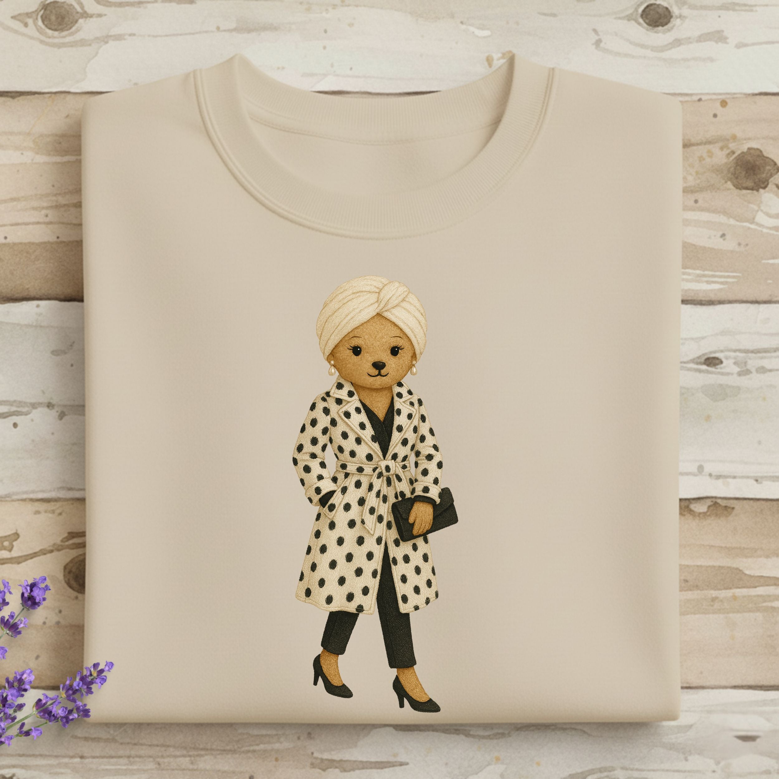 Stylish Bear with Polka Dot Coat Design Shirt