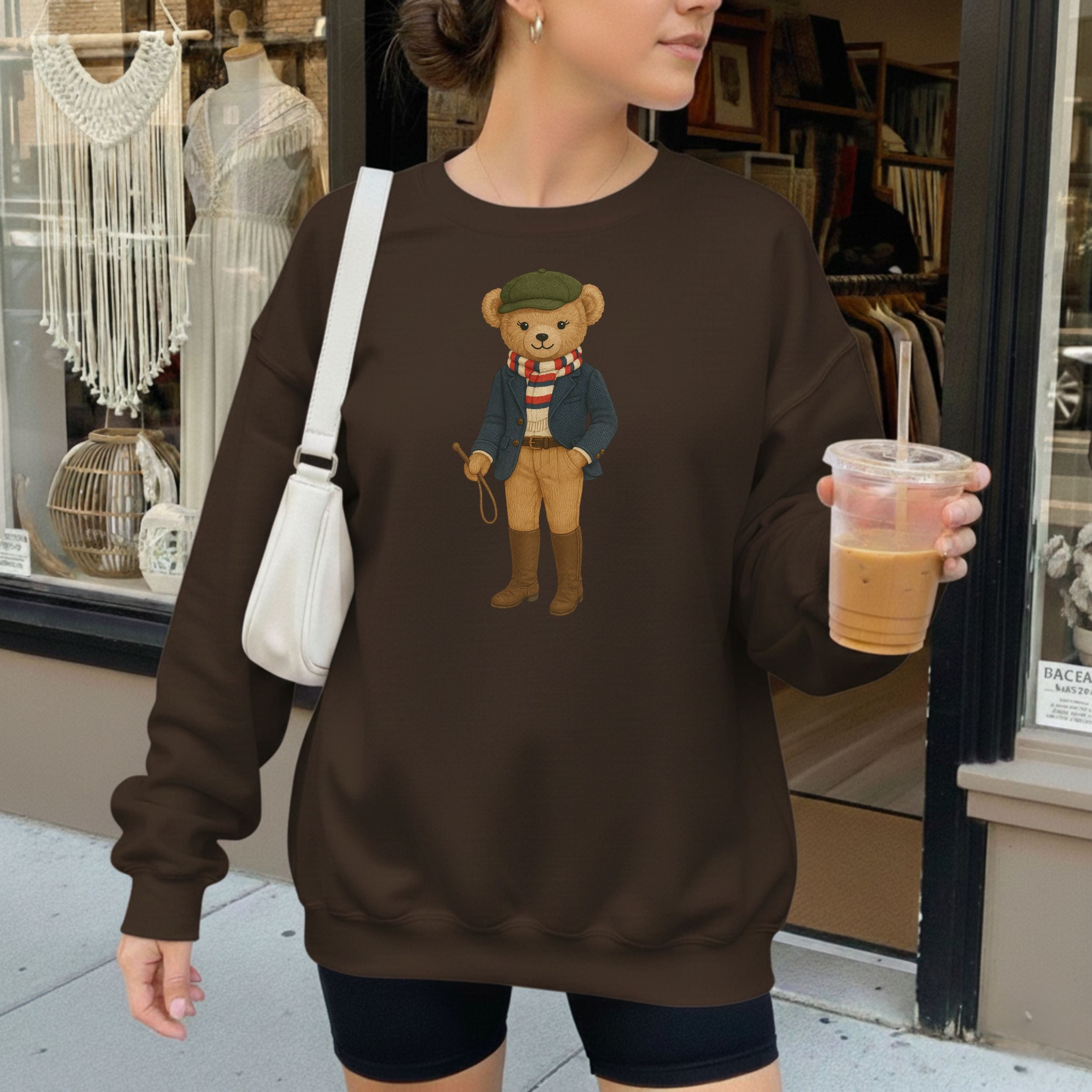 Trendy Teddy Bear Graphic Artistic Sweatshirt