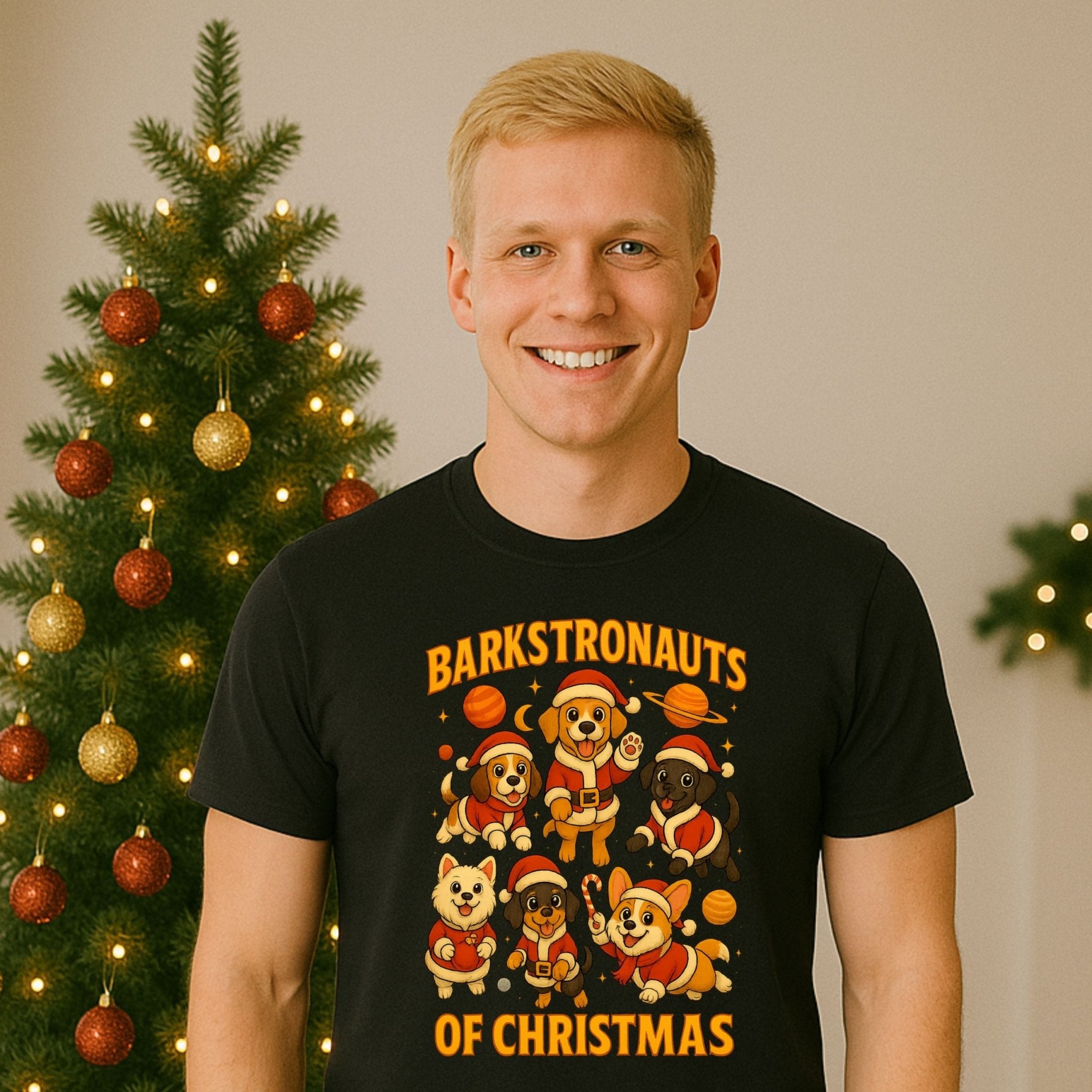 Barkstronauts Of Christmas Space Dogs Graphic Design T-Shirt - Craig Michael Design