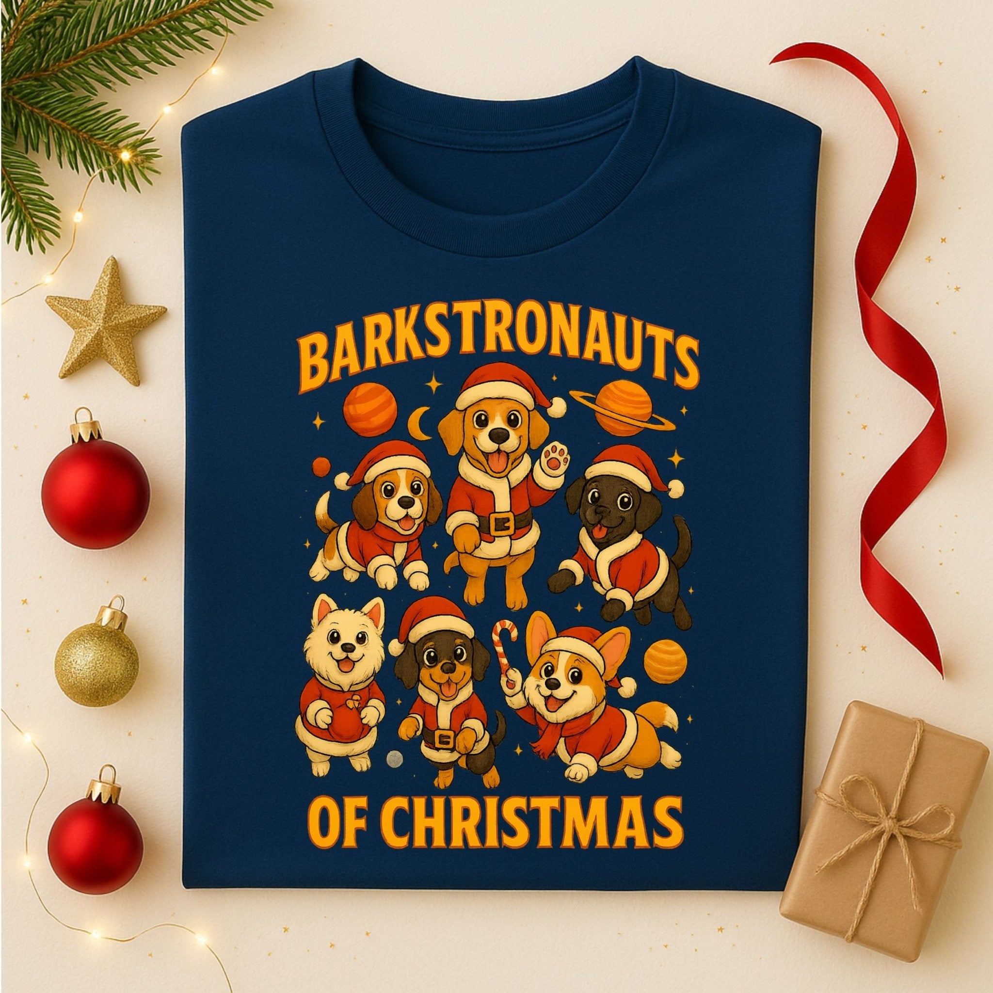 Barkstronauts Of Christmas Space Dogs Graphic Design T-Shirt - Craig Michael Design