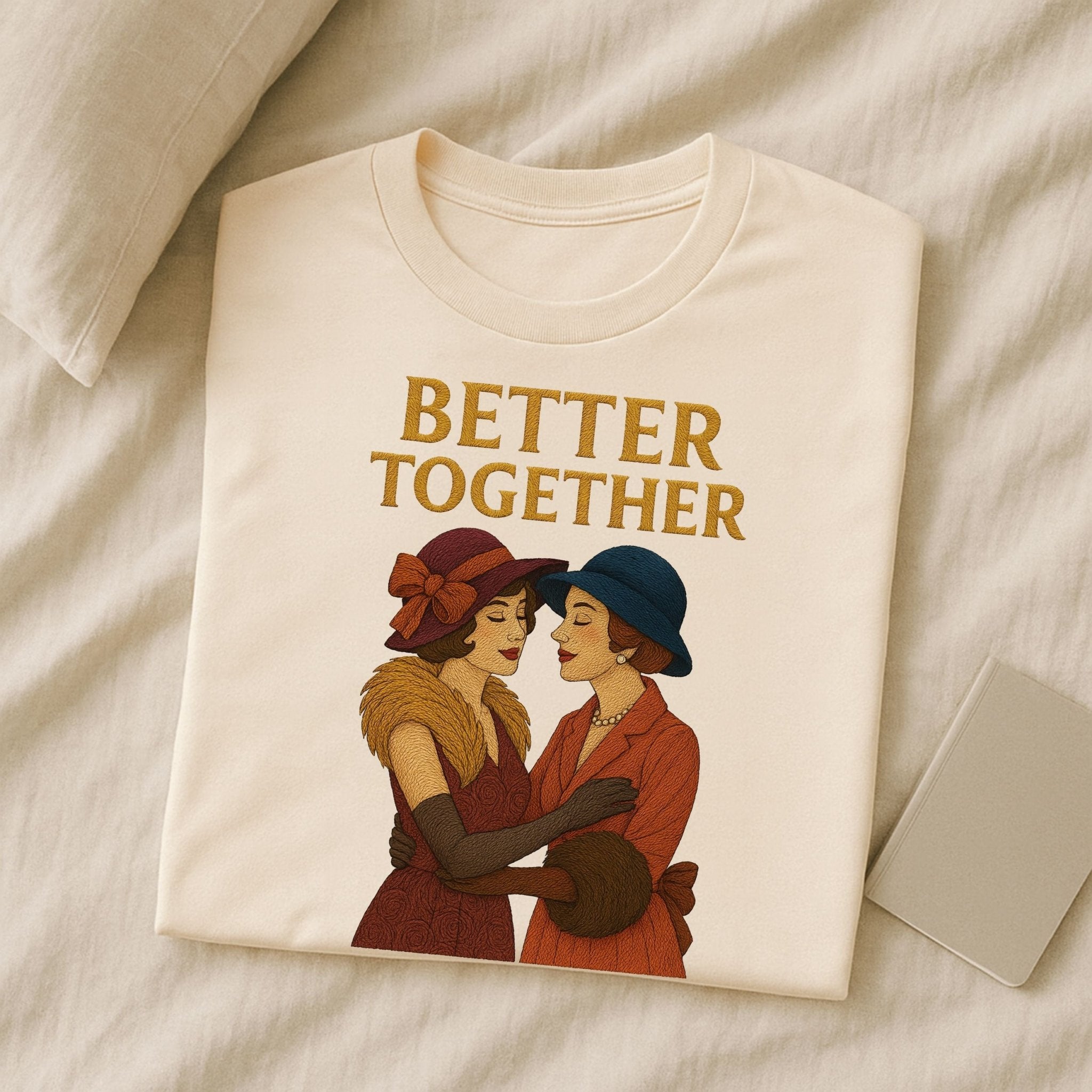 Better Together – Vintage Lesbian Couple T-Shirt, Sapphic Romantic Gift - Craig Michael Design