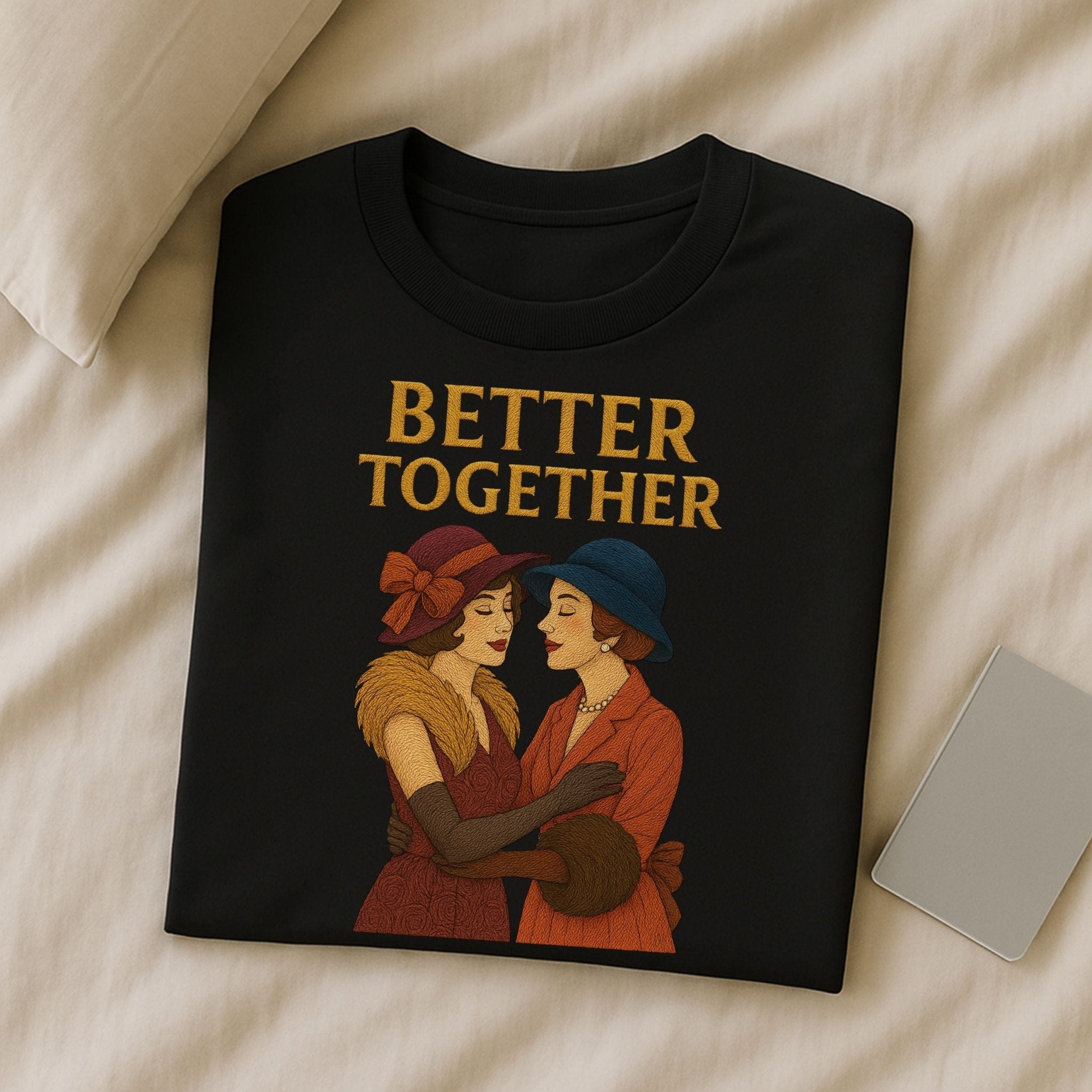 Better Together – Vintage Lesbian Couple T-Shirt, Sapphic Romantic Gift - Craig Michael Design