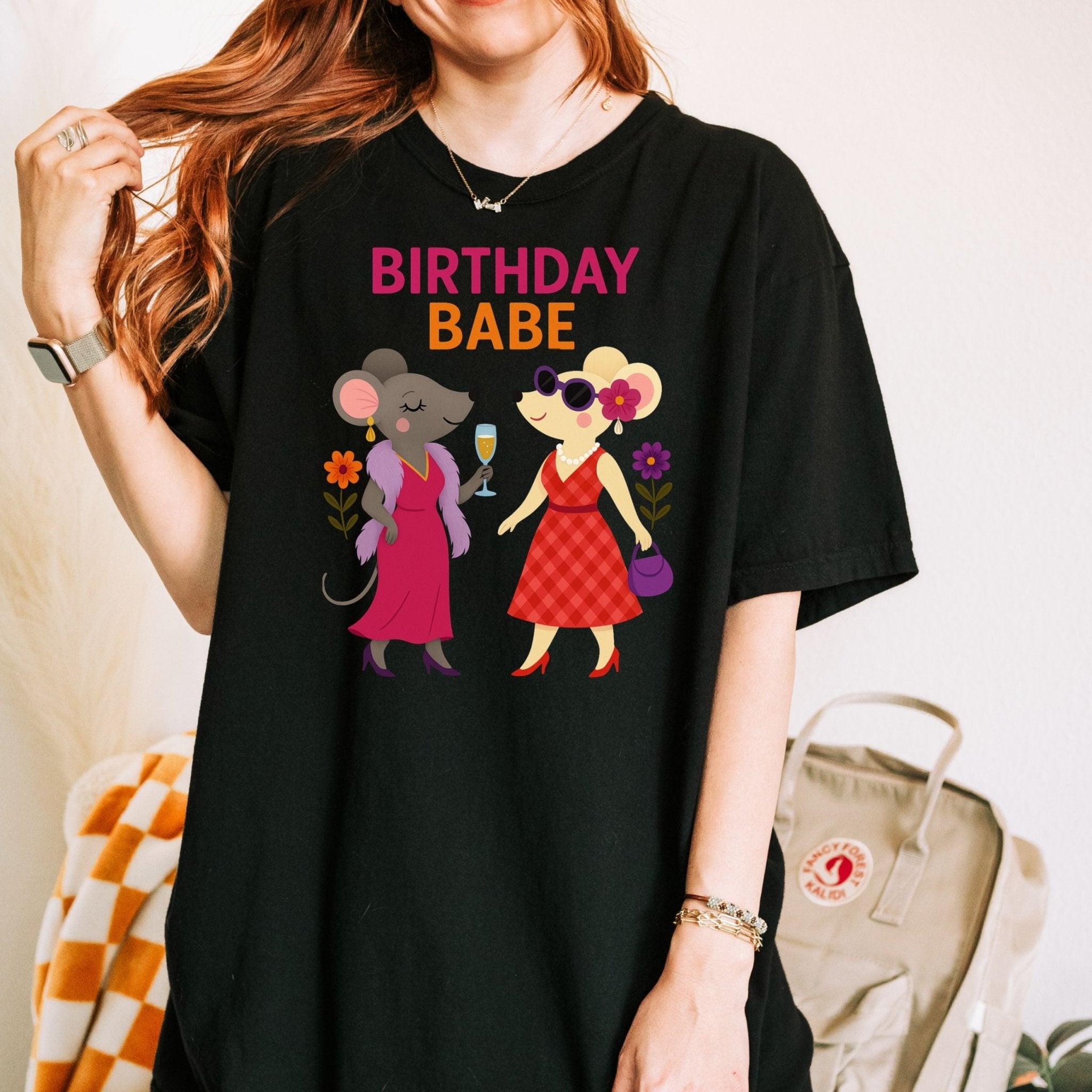 Birthday Babe Shirt, Comfort Colours Lesbian Mouse Tee, Femme Birthday Gift for Her, Glam Gay Mouse T-Shirt - Craig Michael Design