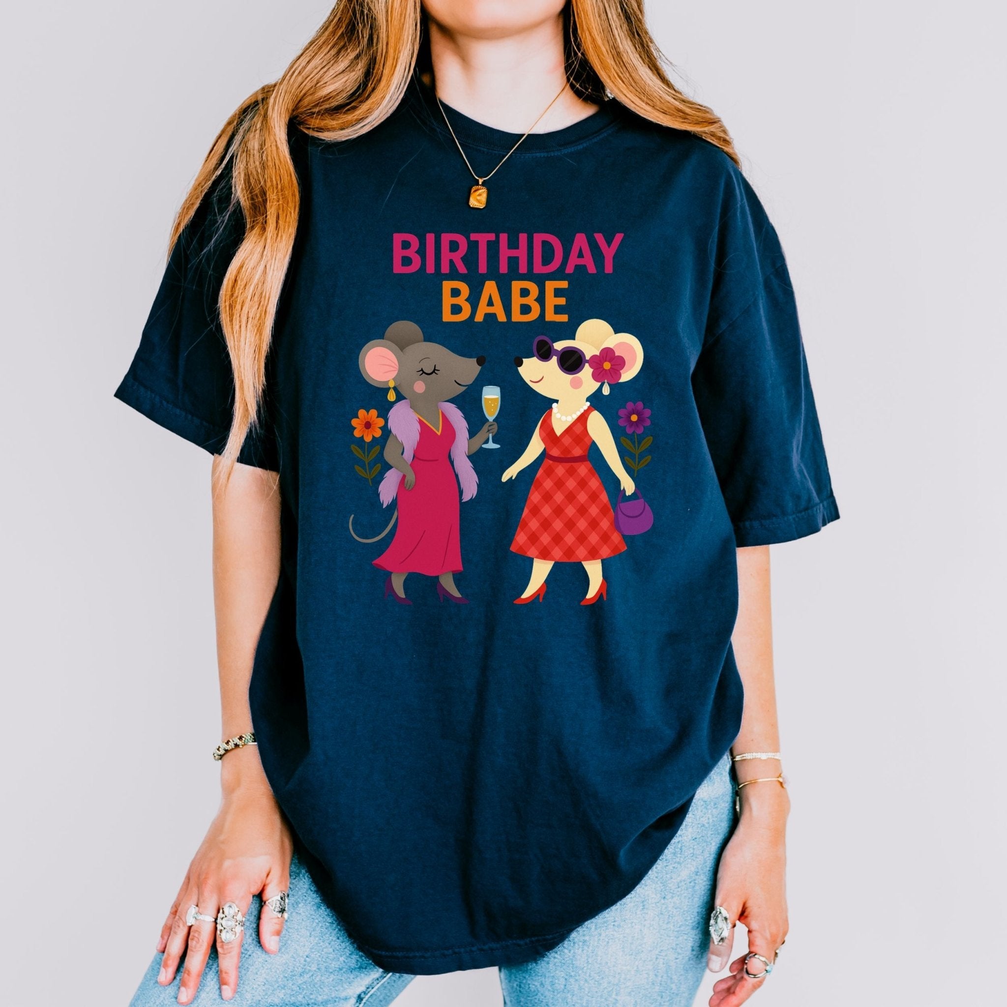 Birthday Babe Shirt, Comfort Colours Lesbian Mouse Tee, Femme Birthday Gift for Her, Glam Gay Mouse T-Shirt - Craig Michael Design