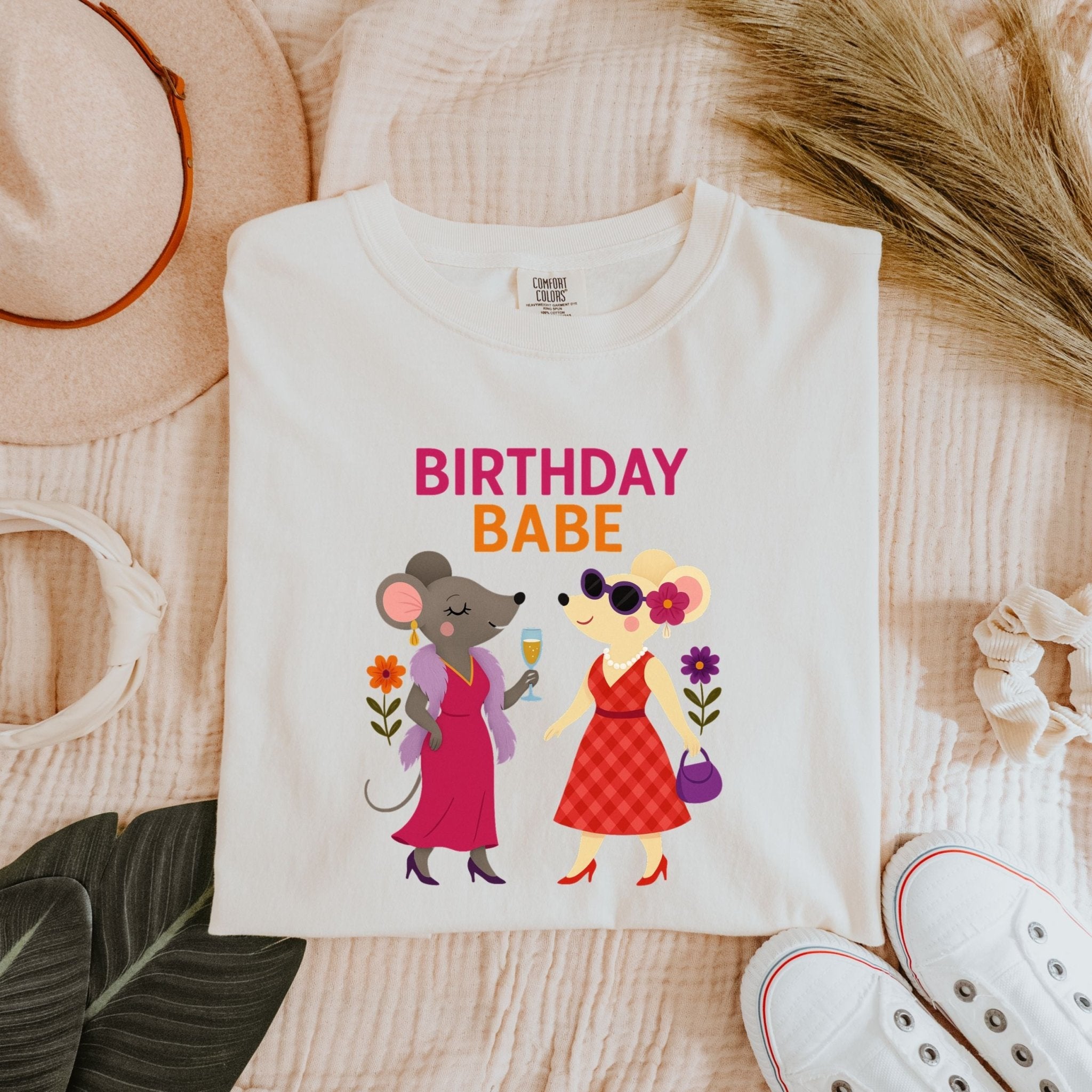 Birthday Babe Shirt, Comfort Colours Lesbian Mouse Tee, Femme Birthday Gift for Her, Glam Gay Mouse T-Shirt - Craig Michael Design