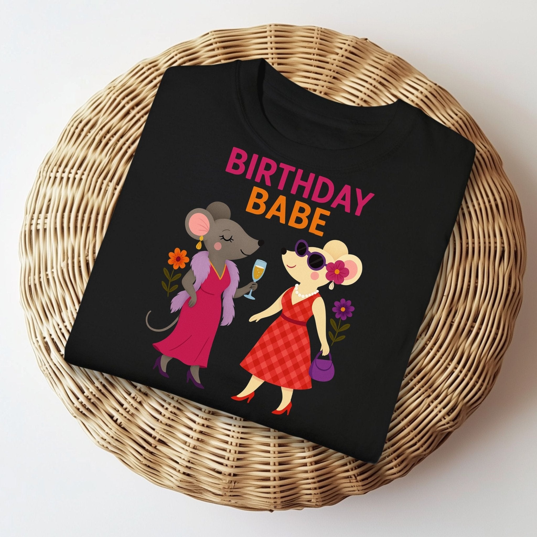 Birthday Babe Shirt, Comfort Colours Lesbian Mouse Tee, Femme Birthday Gift for Her, Glam Gay Mouse T-Shirt - Craig Michael Design