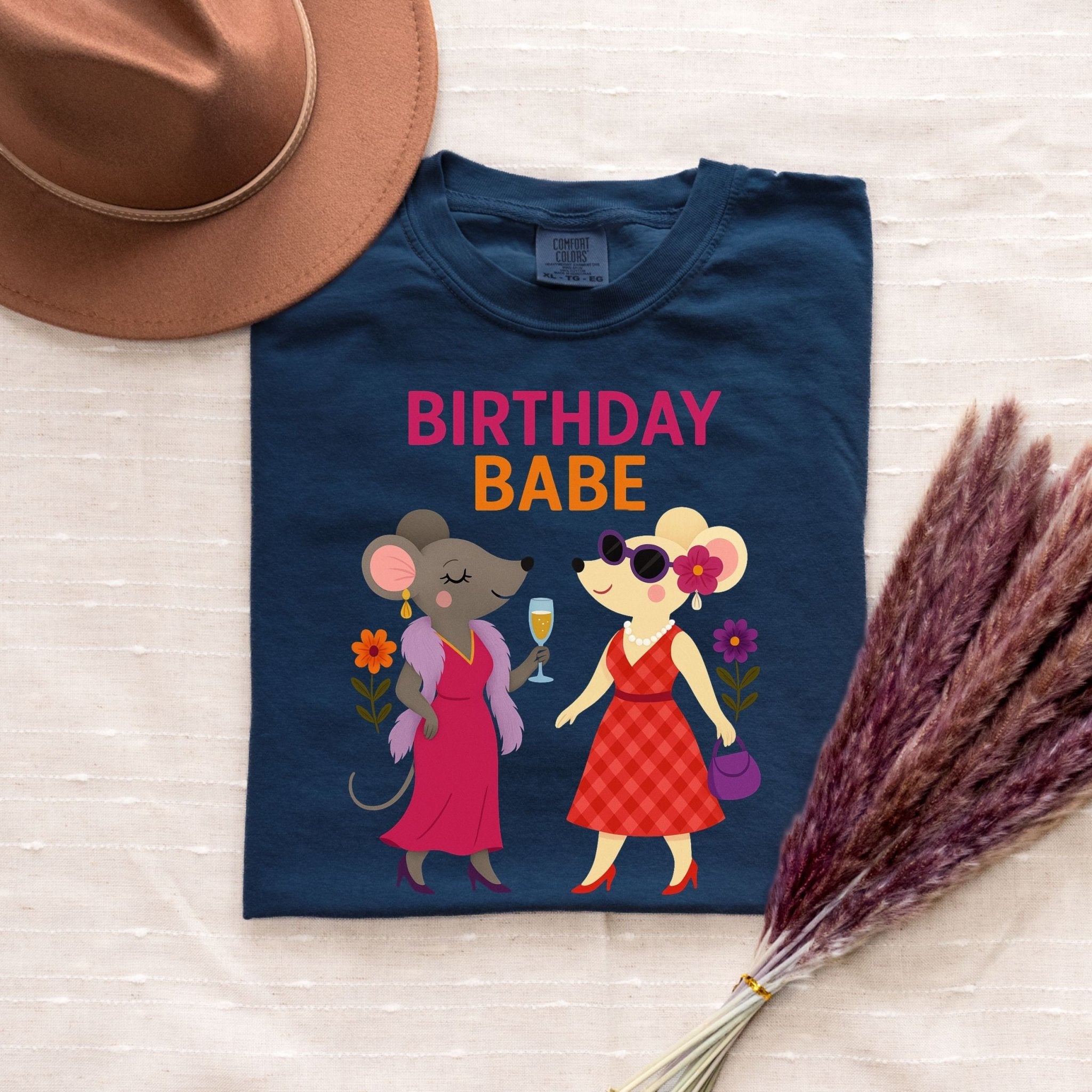 Birthday Babe Shirt, Comfort Colours Lesbian Mouse Tee, Femme Birthday Gift for Her, Glam Gay Mouse T-Shirt - Craig Michael Design