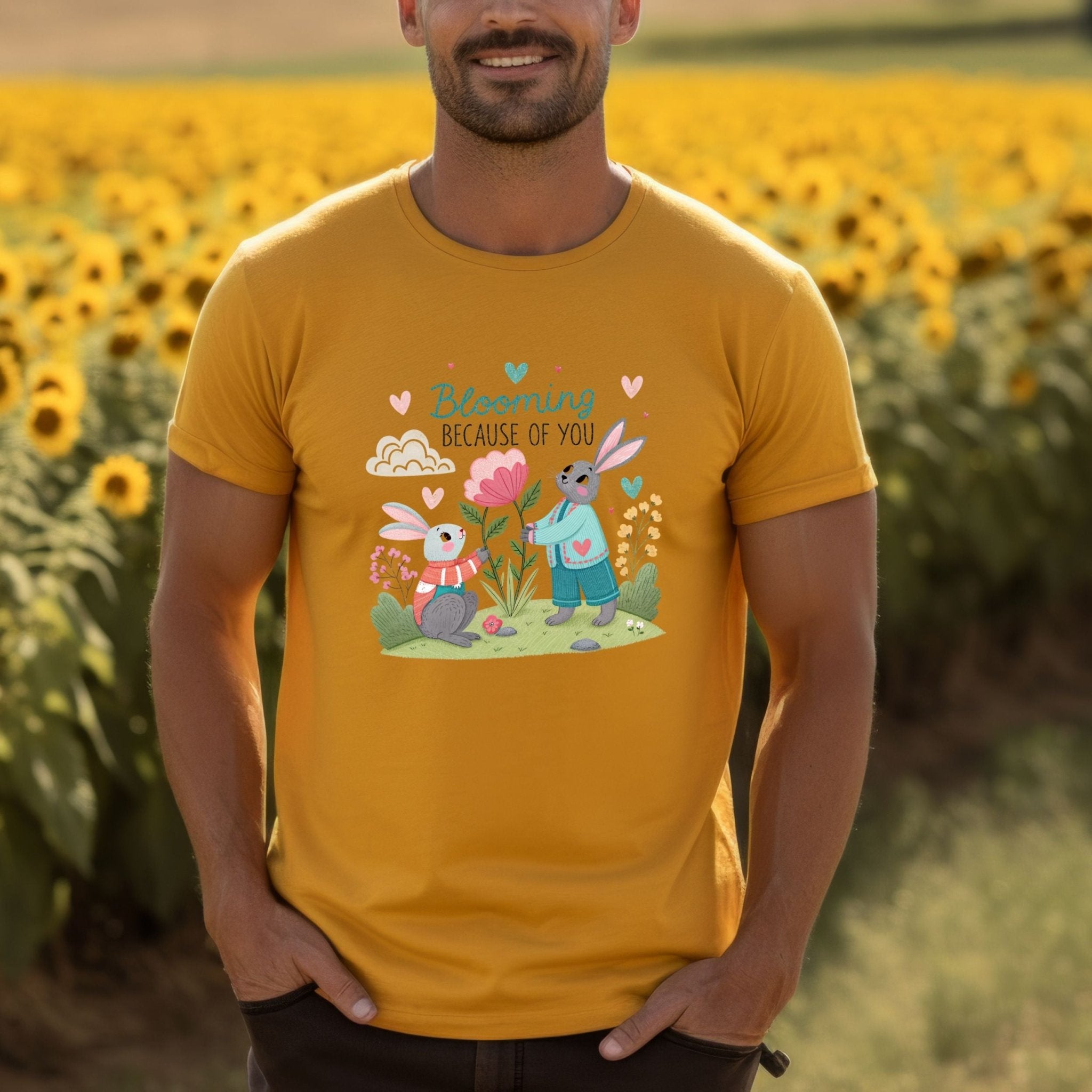 Blooming Because of You Shirt, Cute Gay Couple Bunny T-Shirt - Craig Michael Design