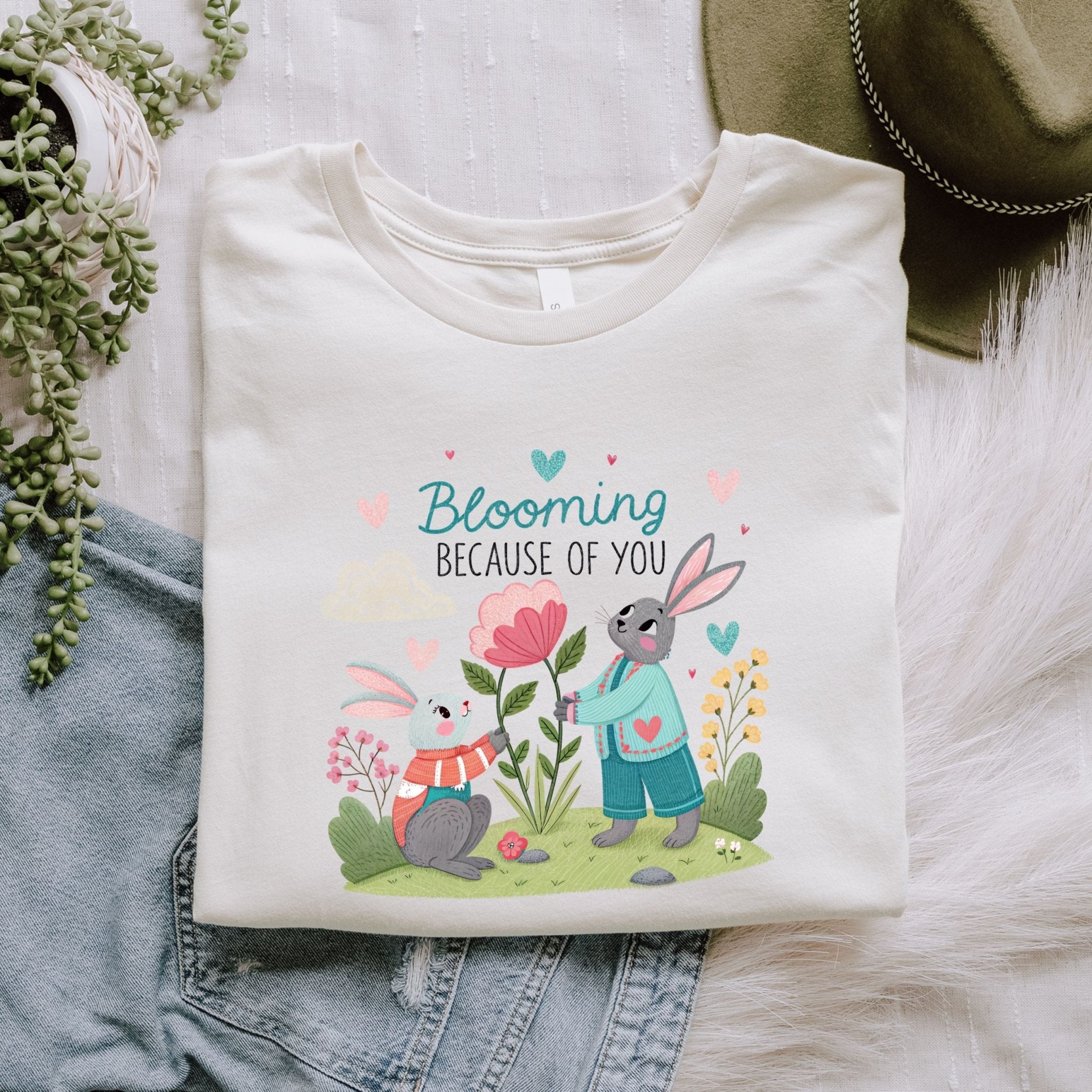 Blooming Because of You Shirt, Cute Gay Couple Bunny T-Shirt - Craig Michael Design