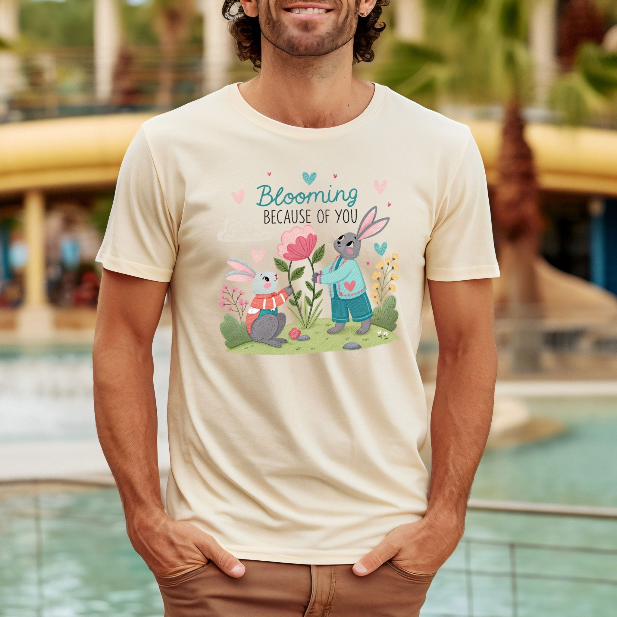 Blooming Because of You Shirt, Cute Gay Couple Bunny T-Shirt - Craig Michael Design