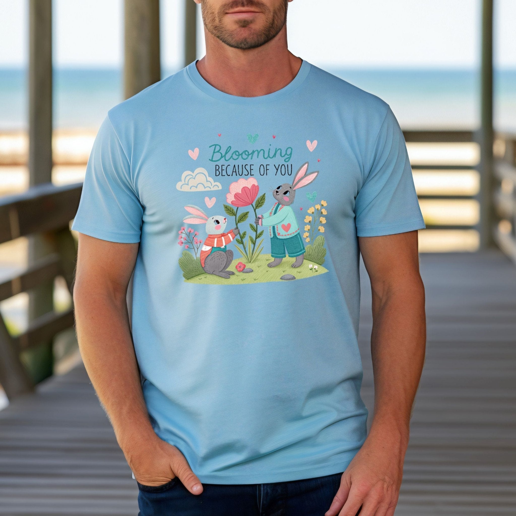 Blooming Because of You Shirt, Cute Gay Couple Bunny T-Shirt - Craig Michael Design