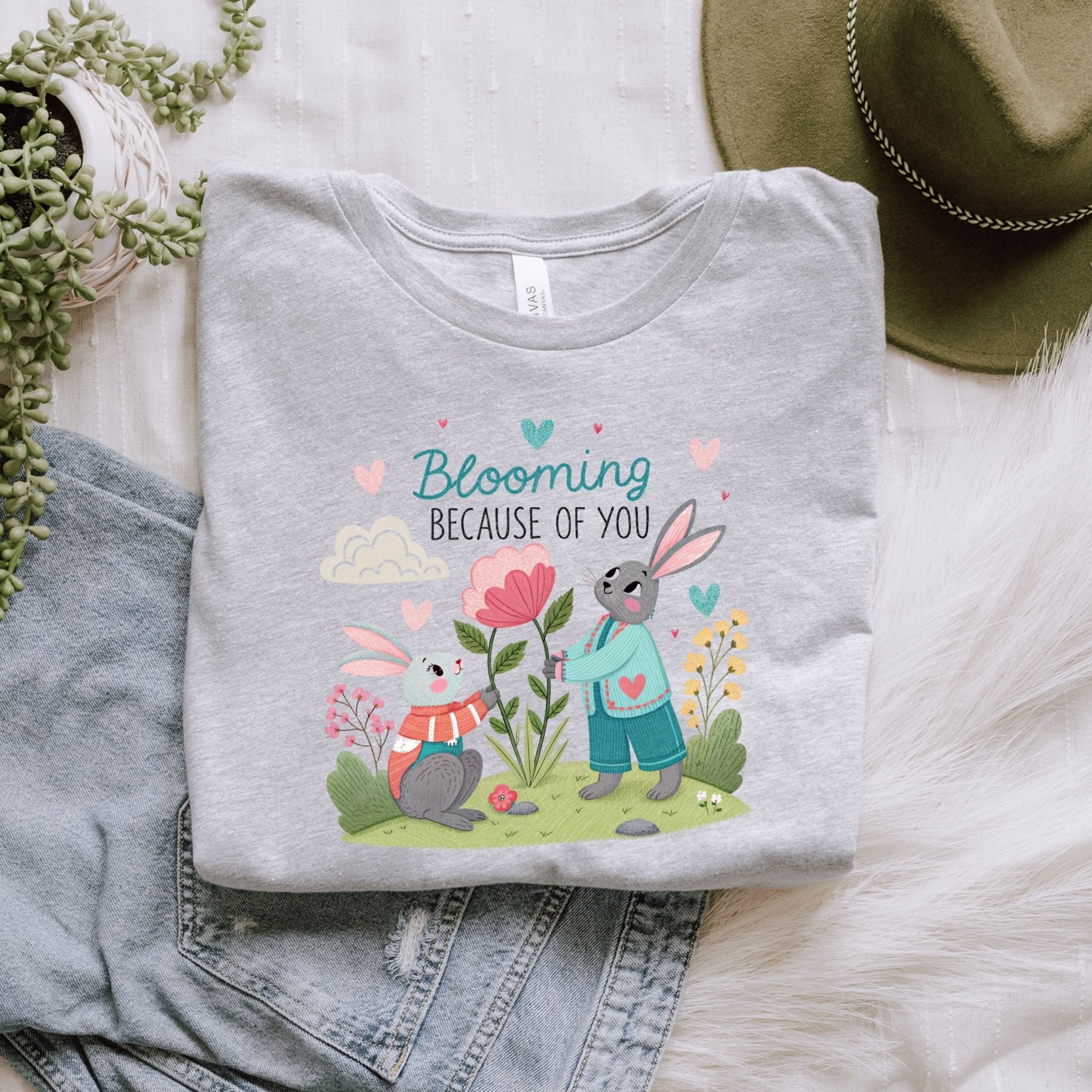 Blooming Because of You Shirt, Cute Gay Couple Bunny T-Shirt - Craig Michael Design