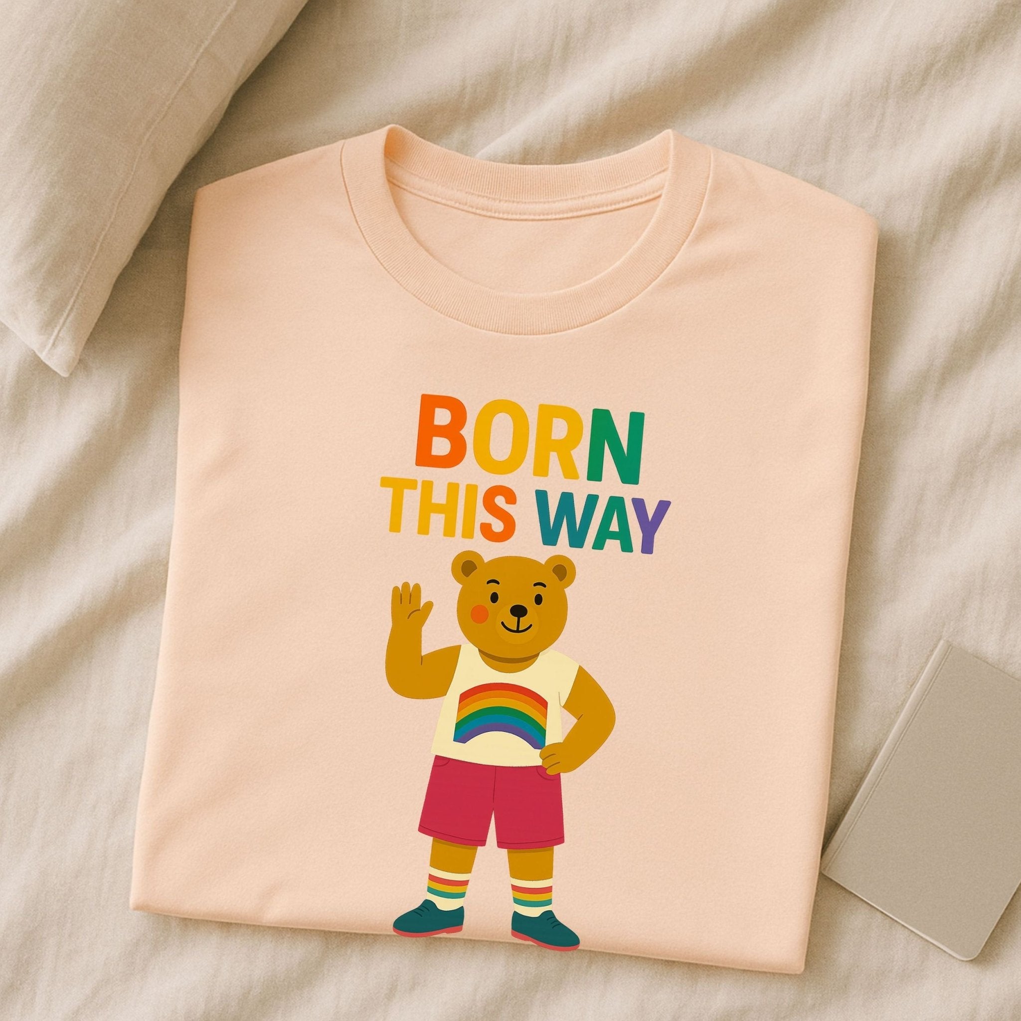 Born This Way Shirt, Gay Pride Rainbow Bear Tee, LGBTQ Affirmation Top - Craig Michael Design