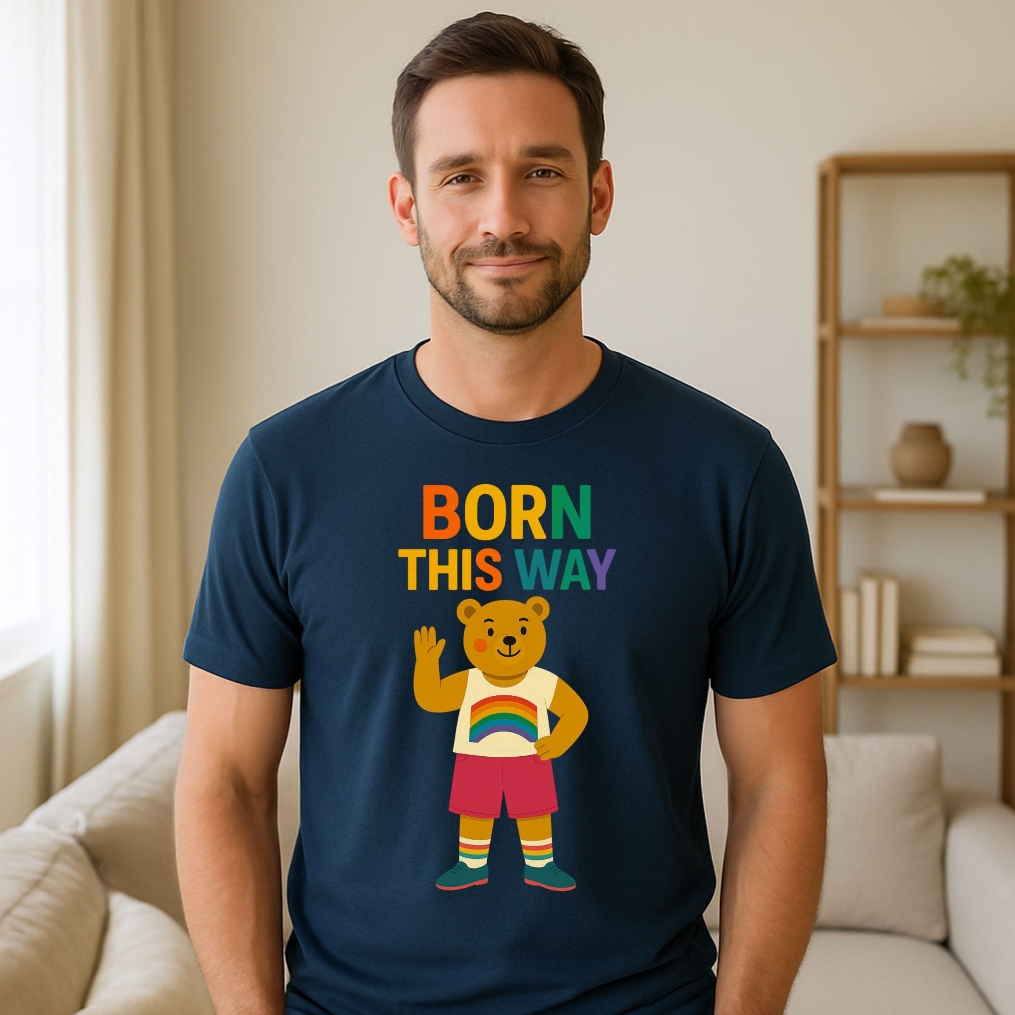 Born This Way Shirt, Gay Pride Rainbow Bear Tee, LGBTQ Affirmation Top - Craig Michael Design