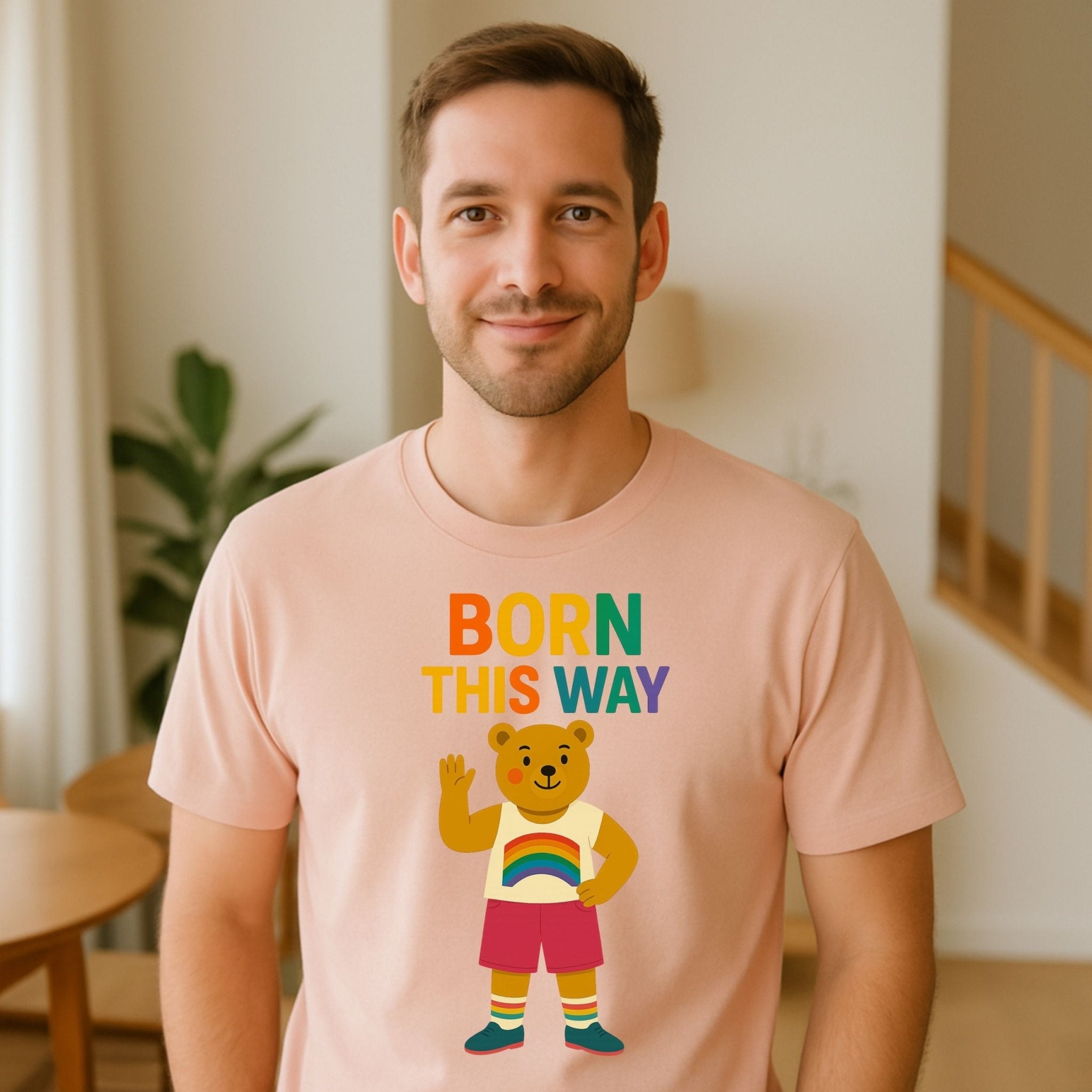 Born This Way Shirt, Gay Pride Rainbow Bear Tee, LGBTQ Affirmation Top - Craig Michael Design