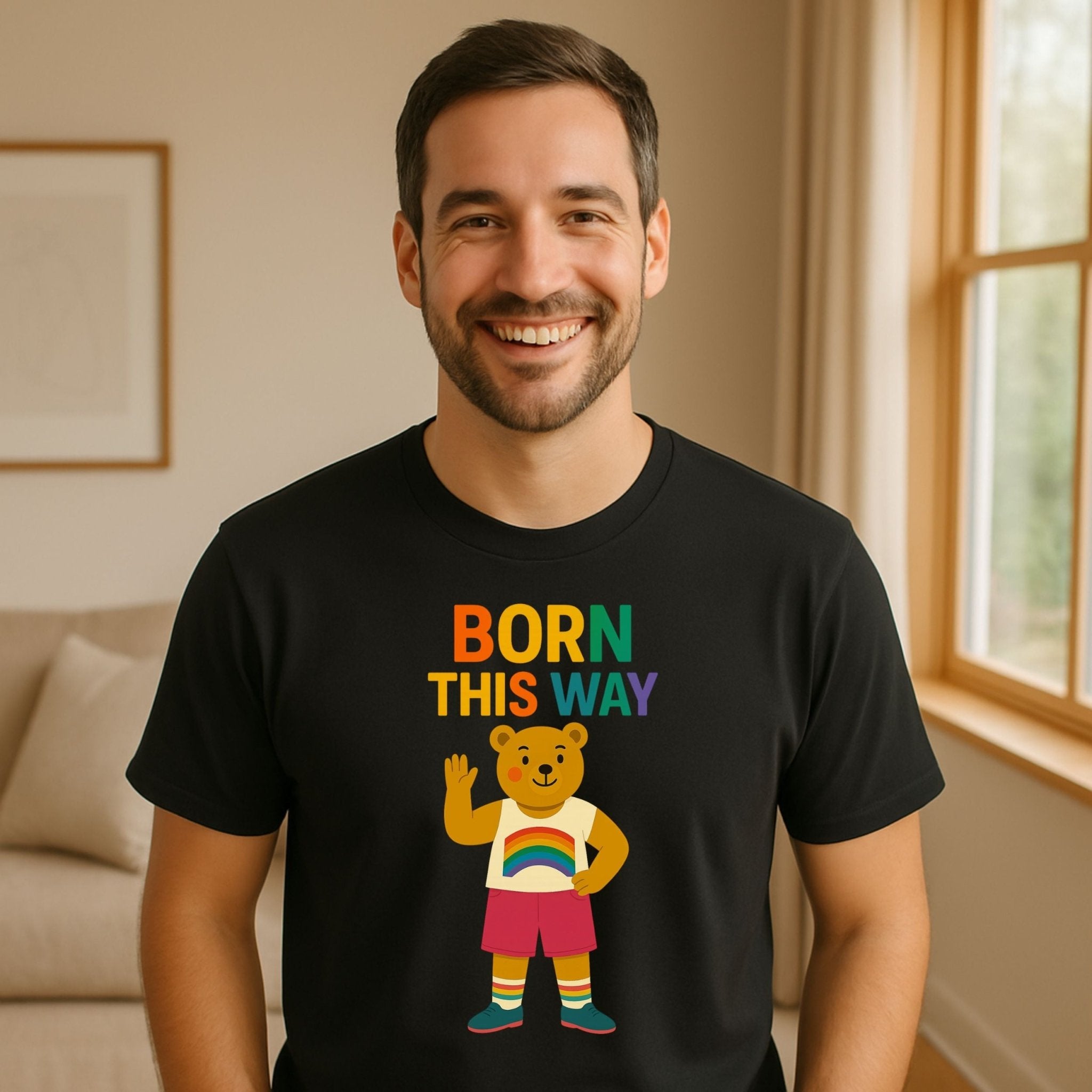 Born This Way Shirt, Gay Pride Rainbow Bear Tee, LGBTQ Affirmation Top - Craig Michael Design