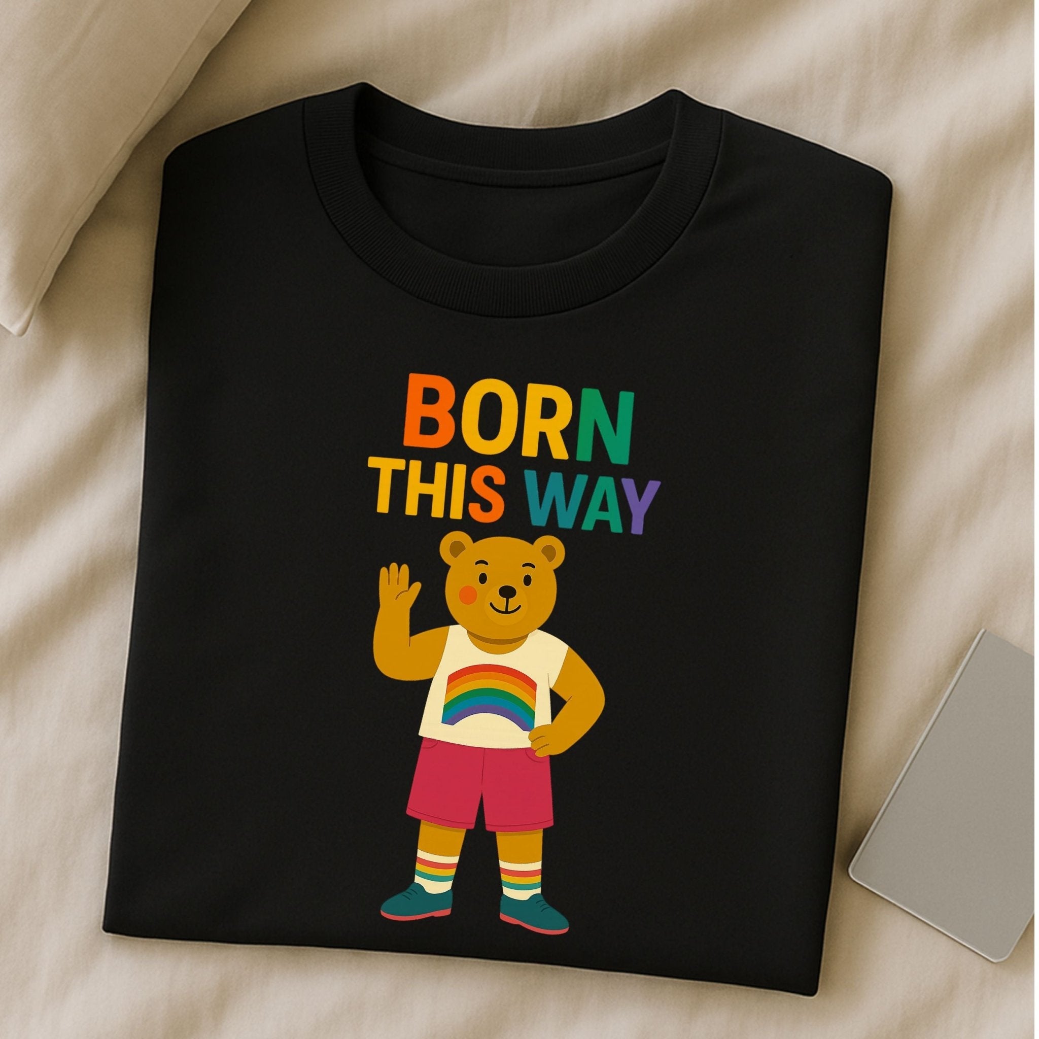 Born This Way Shirt, Gay Pride Rainbow Bear Tee, LGBTQ Affirmation Top - Craig Michael Design
