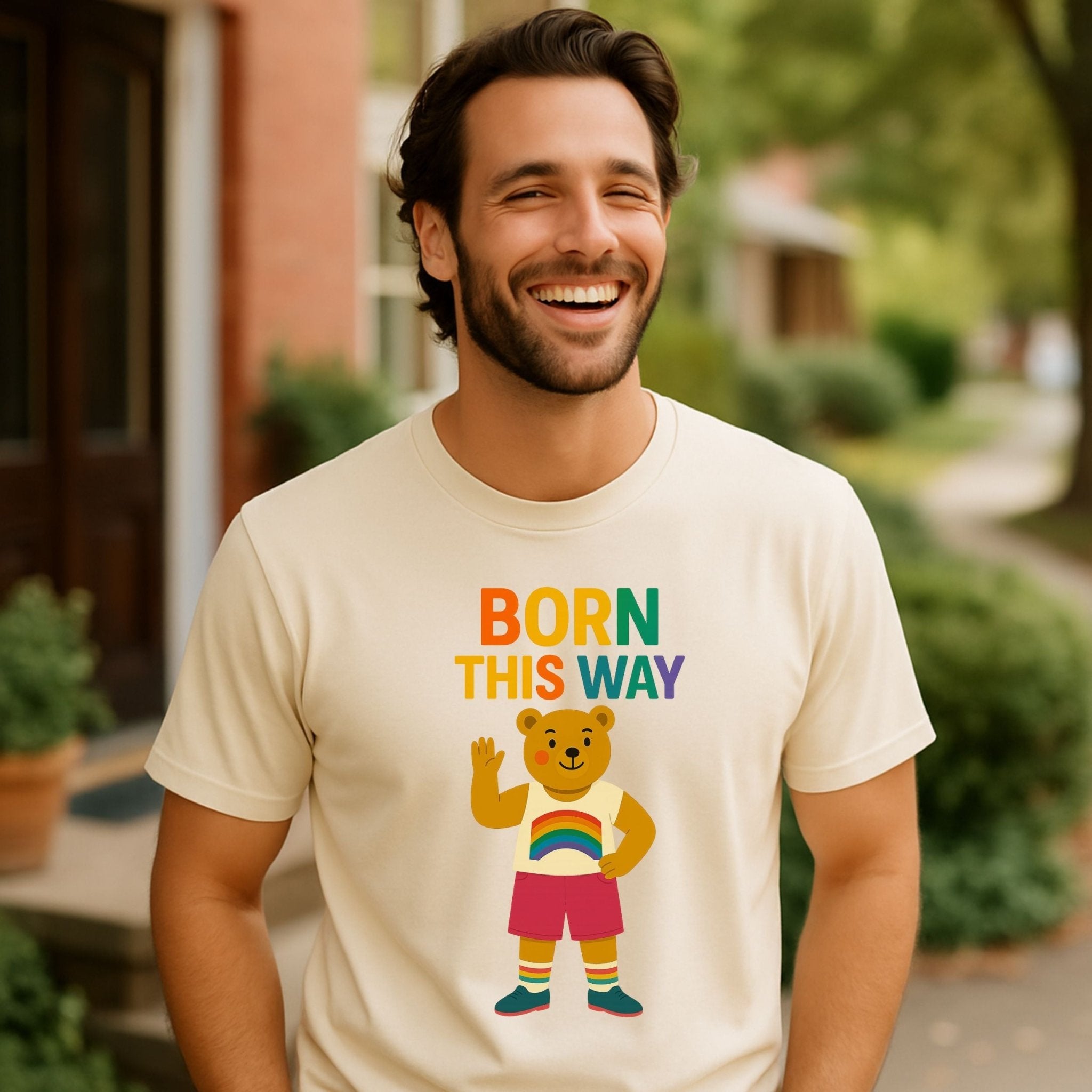 Born This Way Shirt, Gay Pride Rainbow Bear Tee, LGBTQ Affirmation Top - Craig Michael Design